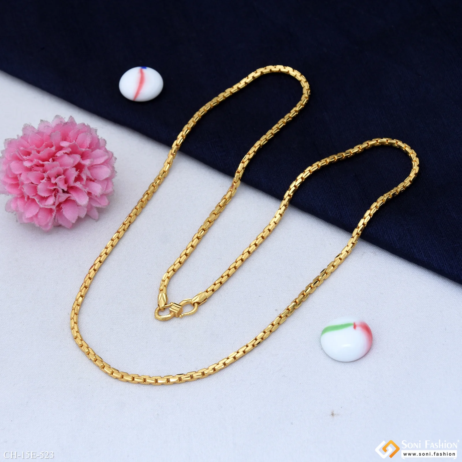 Fabulous Design Gold Plated Box Chain for Men - Style E523 - Image 5