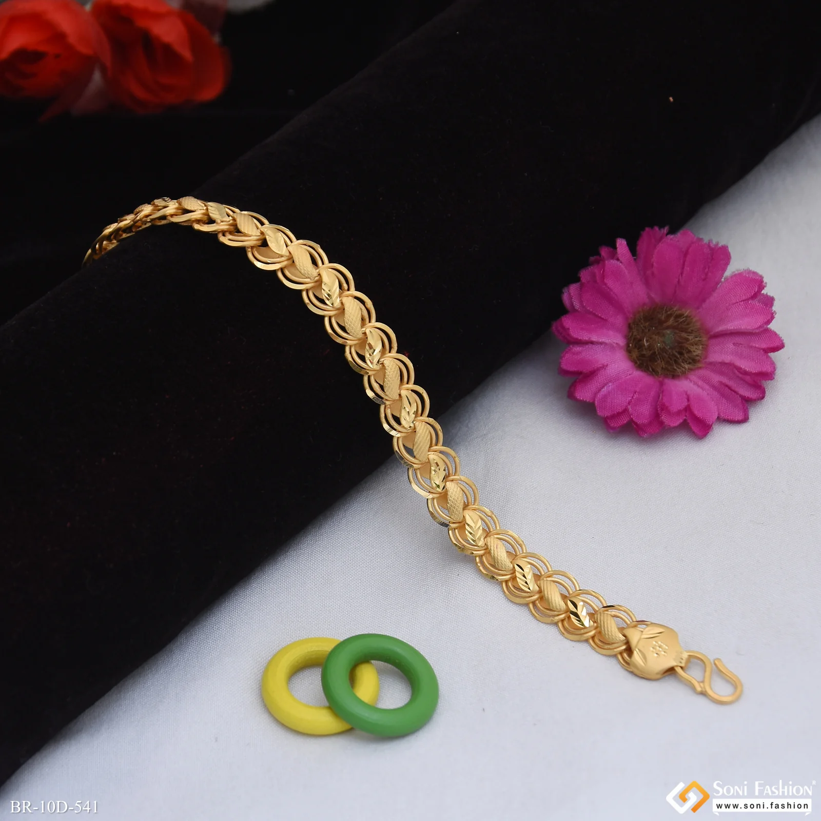 Fabulous Design Gold Plated Kohli Bracelet for Men - Style D541 - Image 3