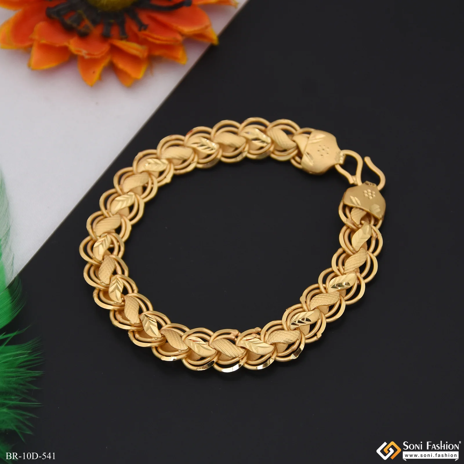 Fabulous Design Gold Plated Kohli Bracelet for Men - Style D541 - Image 4