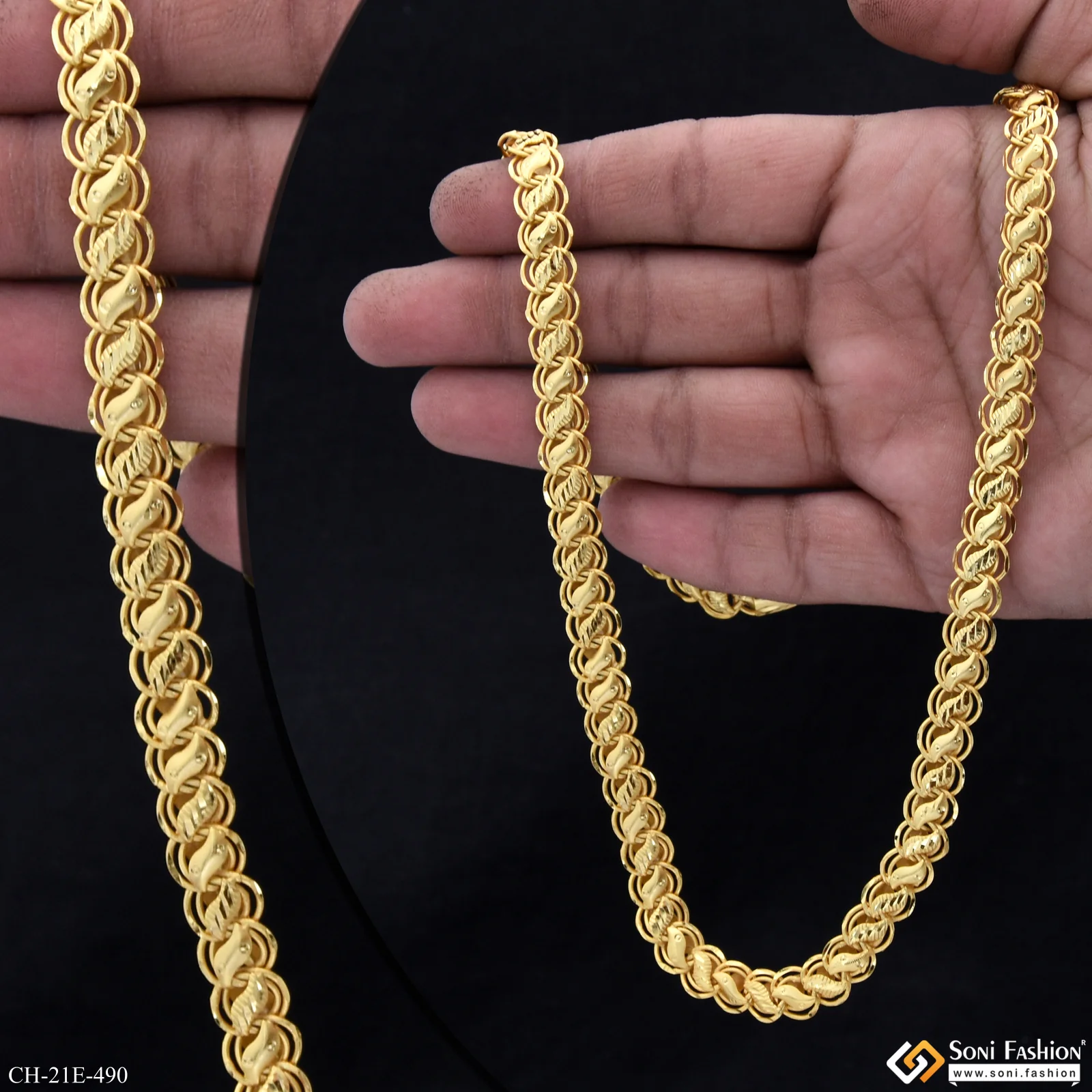 Fabulous Design Gold Plated Kohli Chain for Men - Style E490 - Image 2
