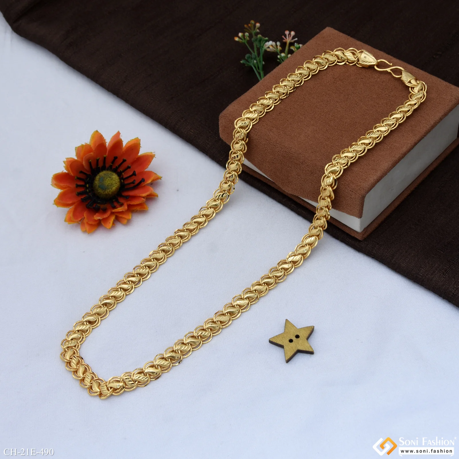 Fabulous Design Gold Plated Kohli Chain for Men - Style E490 - Image 3