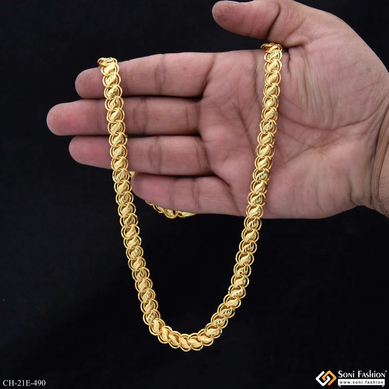 Fabulous Design Gold Plated Kohli Chain for Men - Style E490 - Image 6