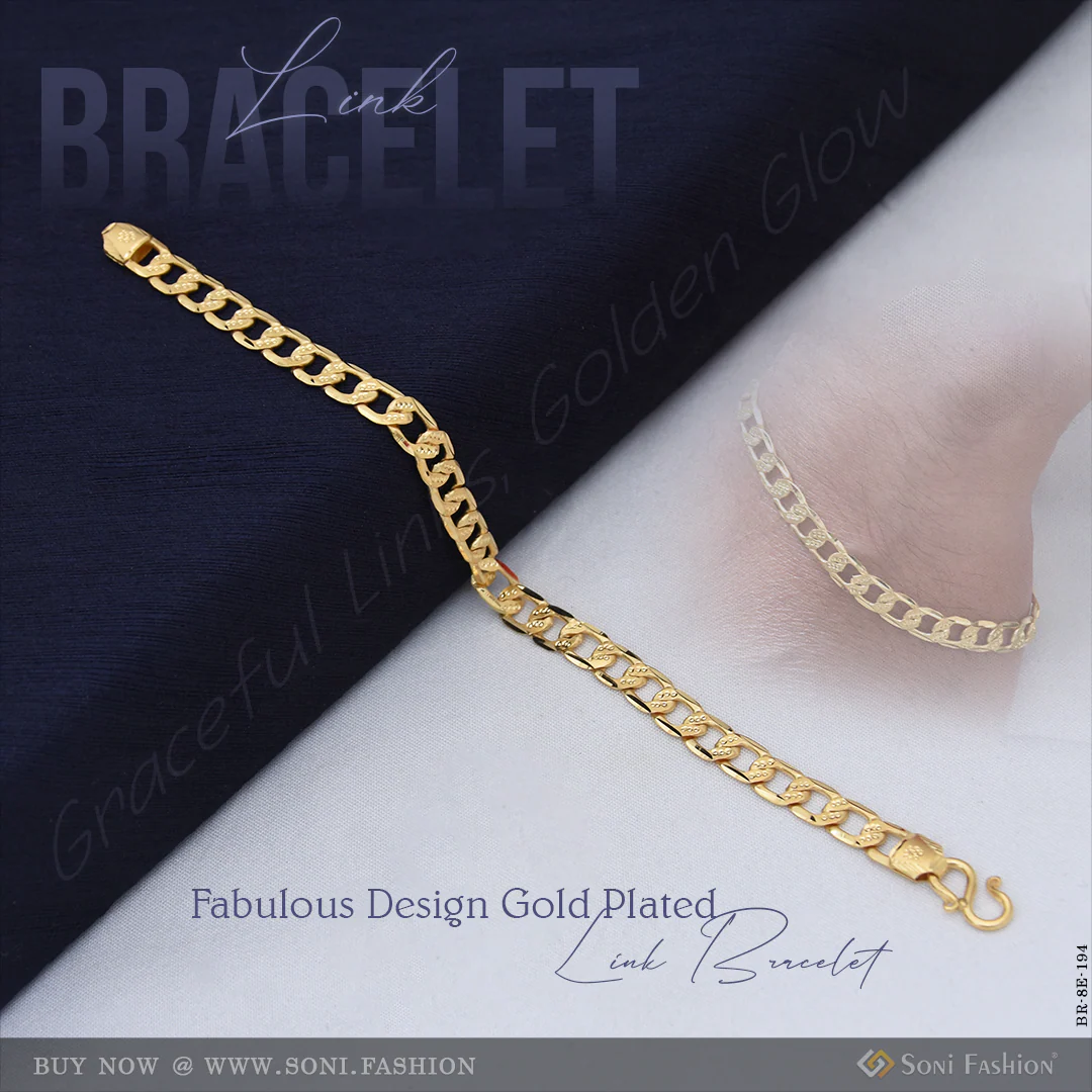 Fabulous Design Gold Plated Link Bracelet for Men - Style E194
