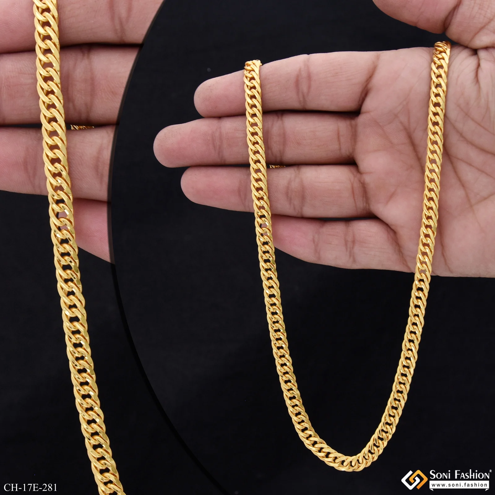 Fabulous Design Gold Plated Link Chain for Men - Style E281 - Image 2