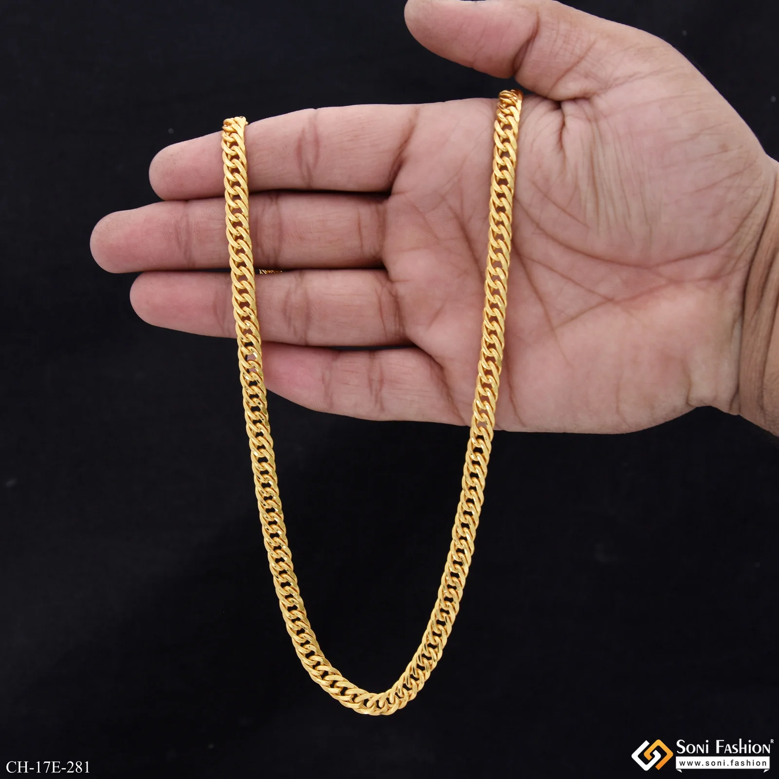 Fabulous Design Gold Plated Link Chain for Men - Style E281 - Image 6