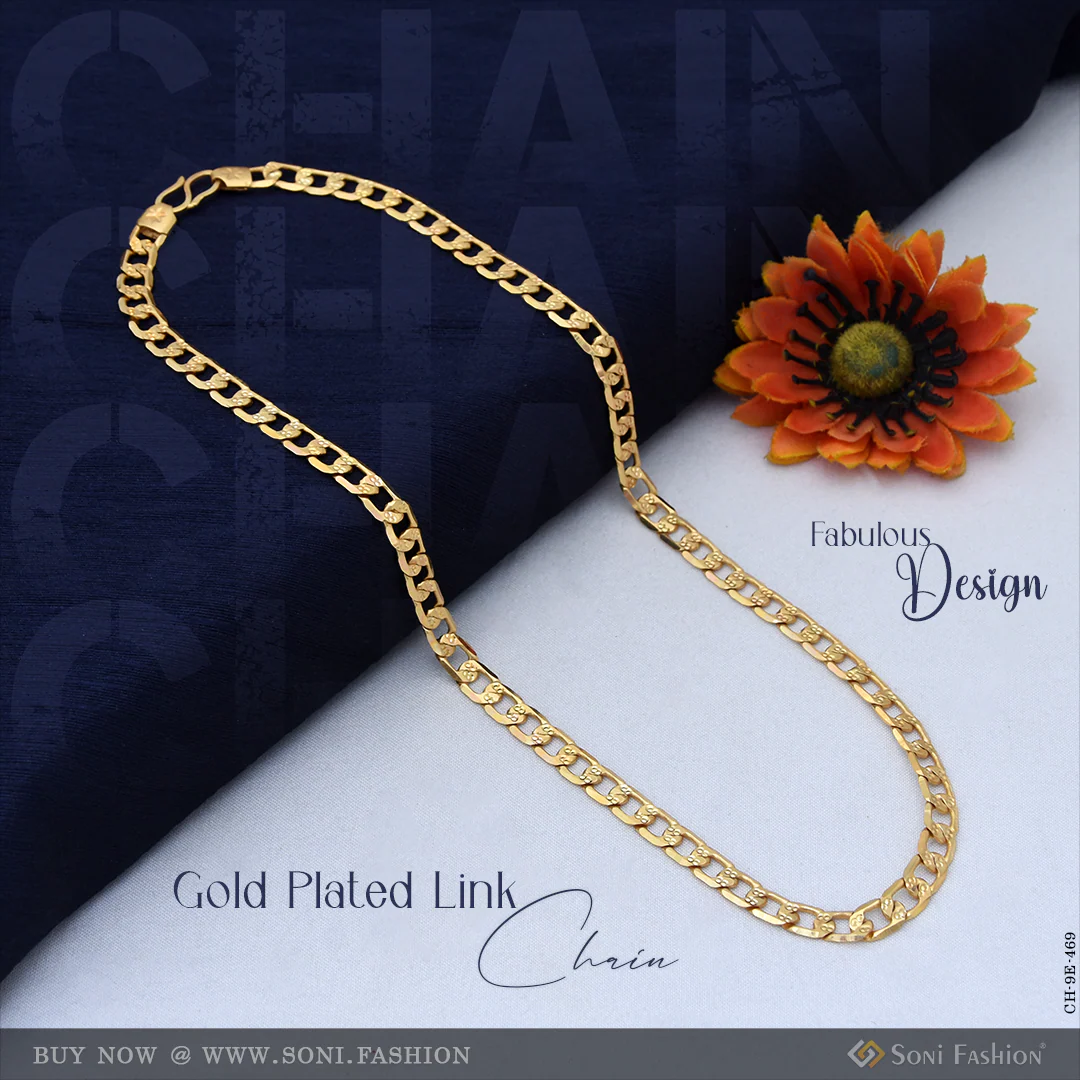 Fabulous Design Gold Plated Link Chain for Men - Style E469