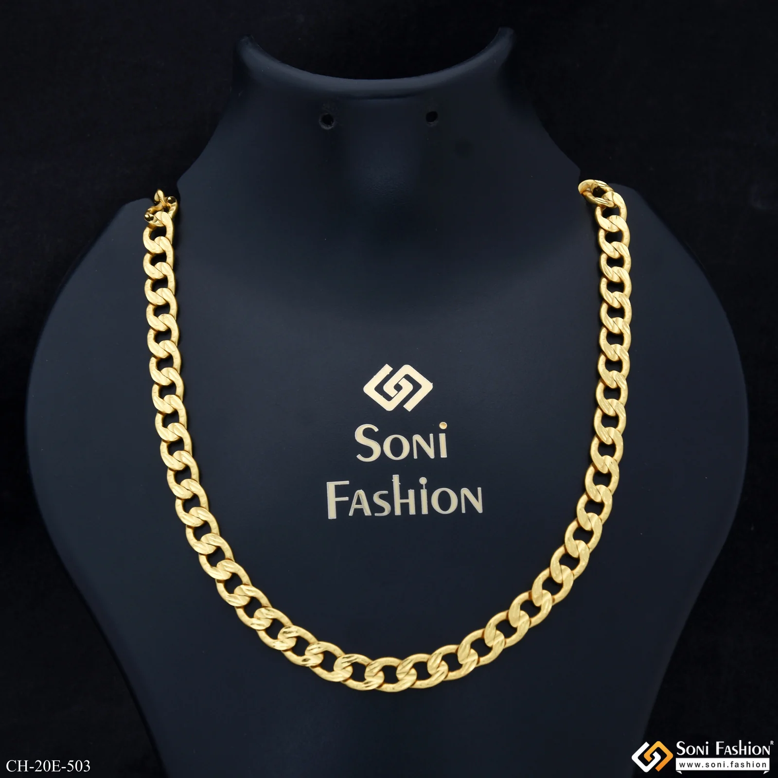Fabulous Design Gold Plated Link Chain for Men - Style E503
