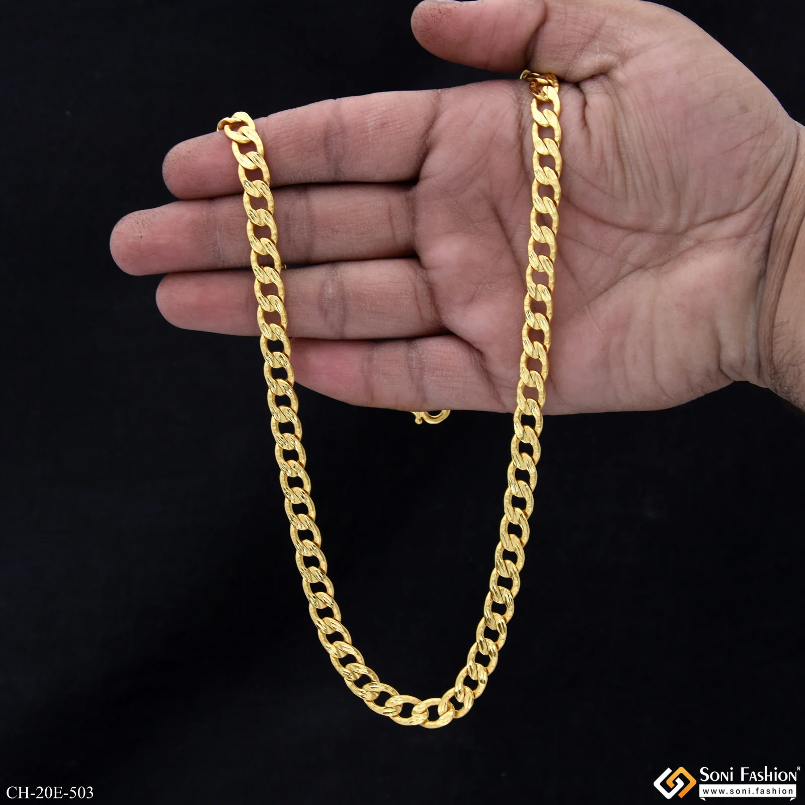 Fabulous Design Gold Plated Link Chain for Men - Style E503 - Image 6