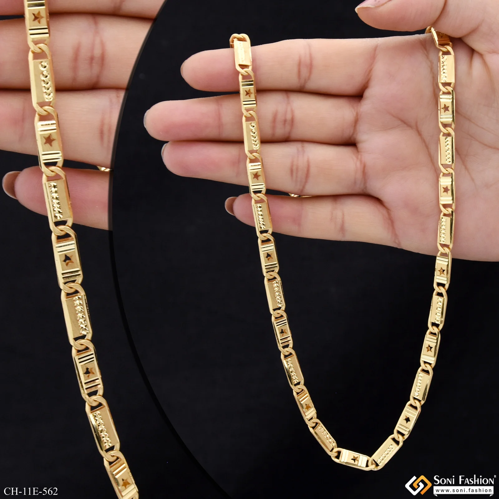 Fabulous Design Gold Plated Nawabi Chain for Men - Style E562 - Image 2