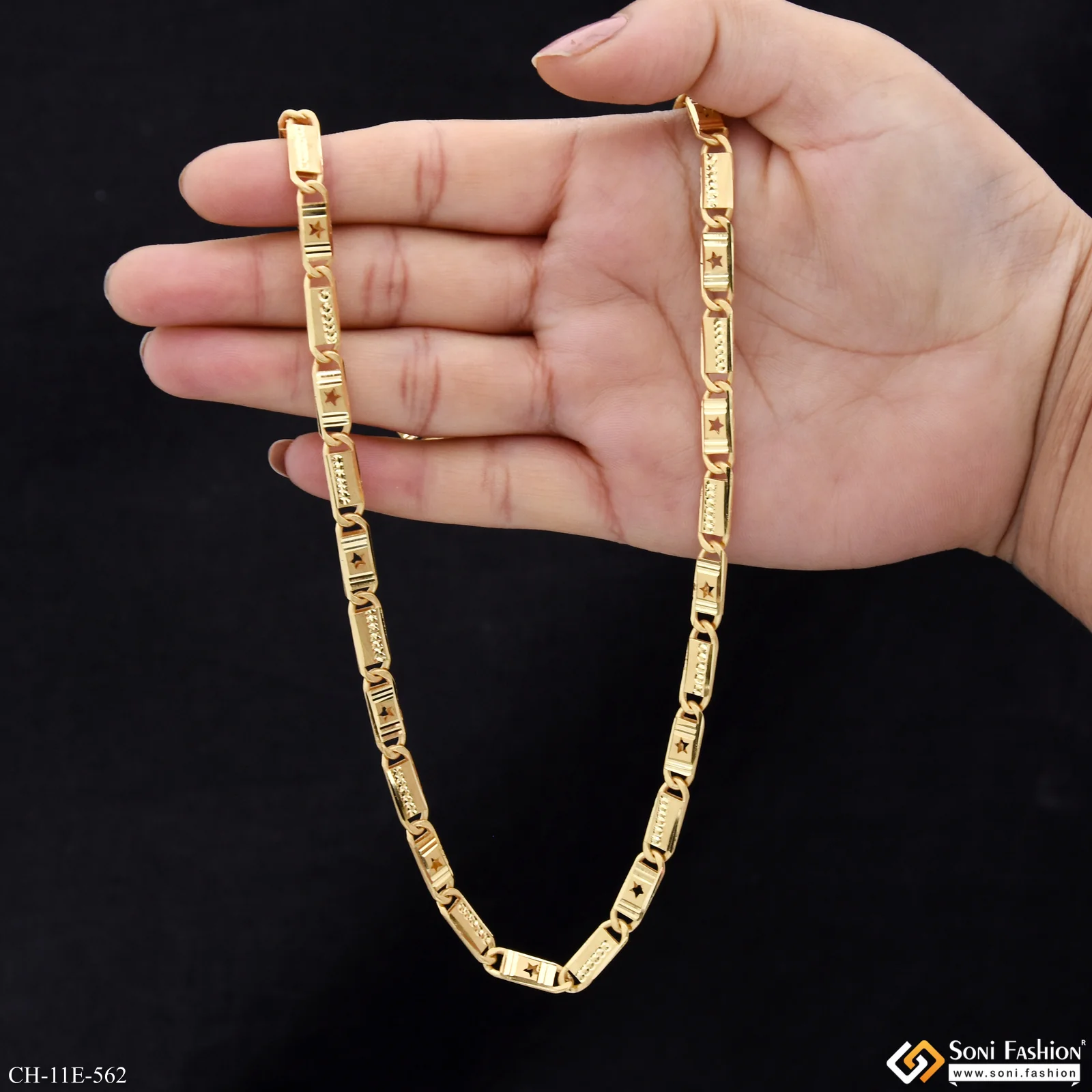 Fabulous Design Gold Plated Nawabi Chain for Men - Style E562 - Image 5