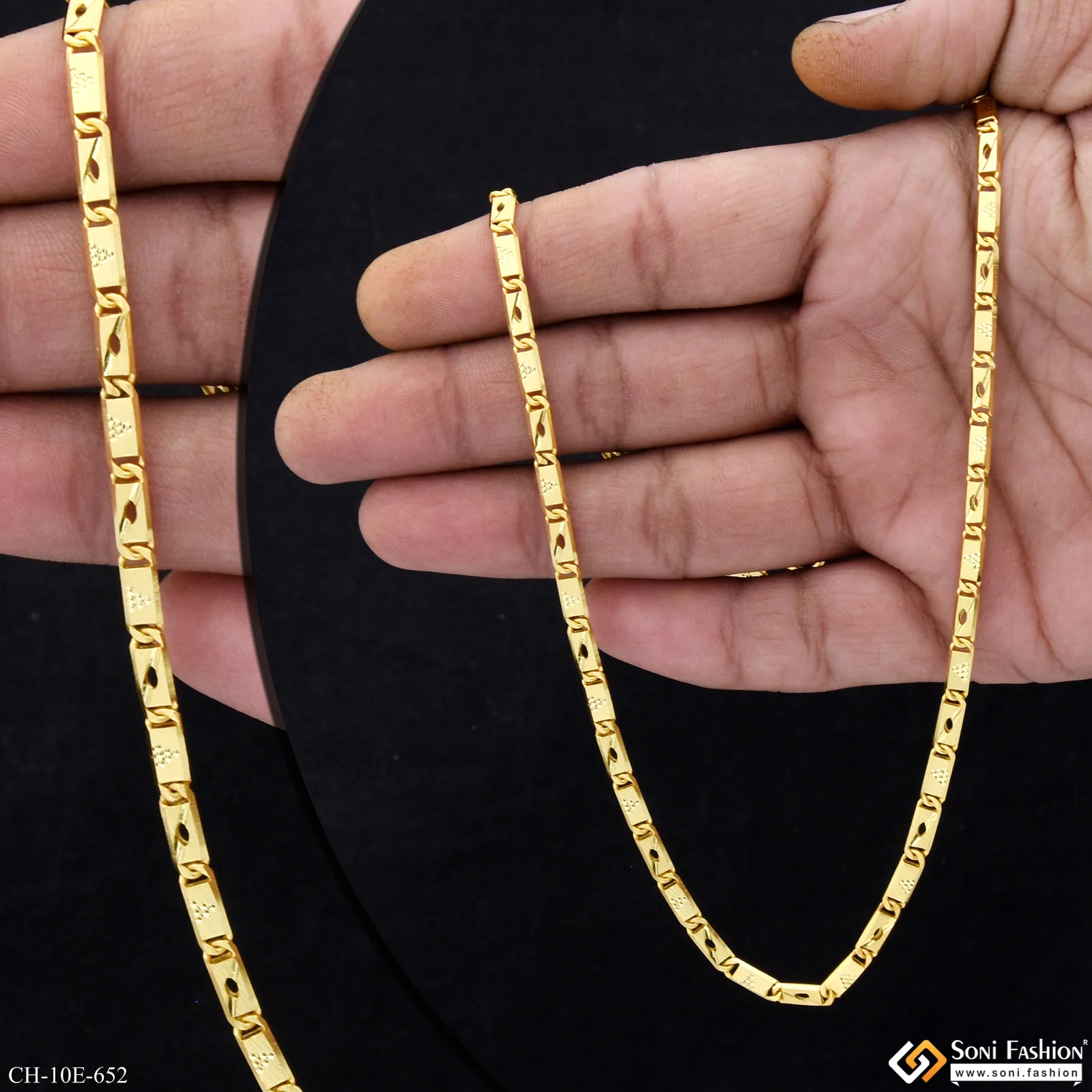 Fabulous Design Gold Plated Nawabi Chain for Men - Style E652 - Image 2