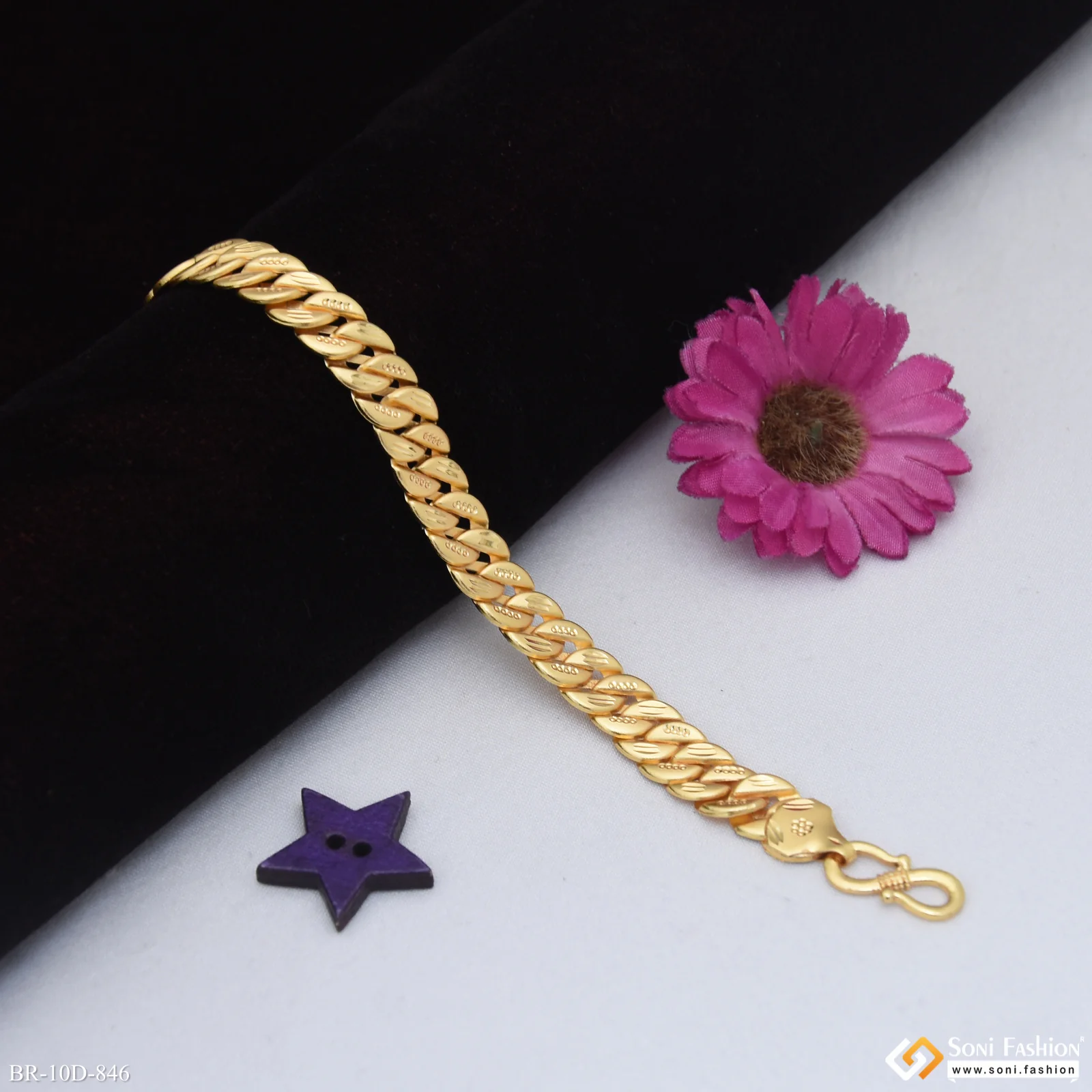 Fabulous Design Gold Plated Pokal Bracelet for Men - Style D846 - Image 2