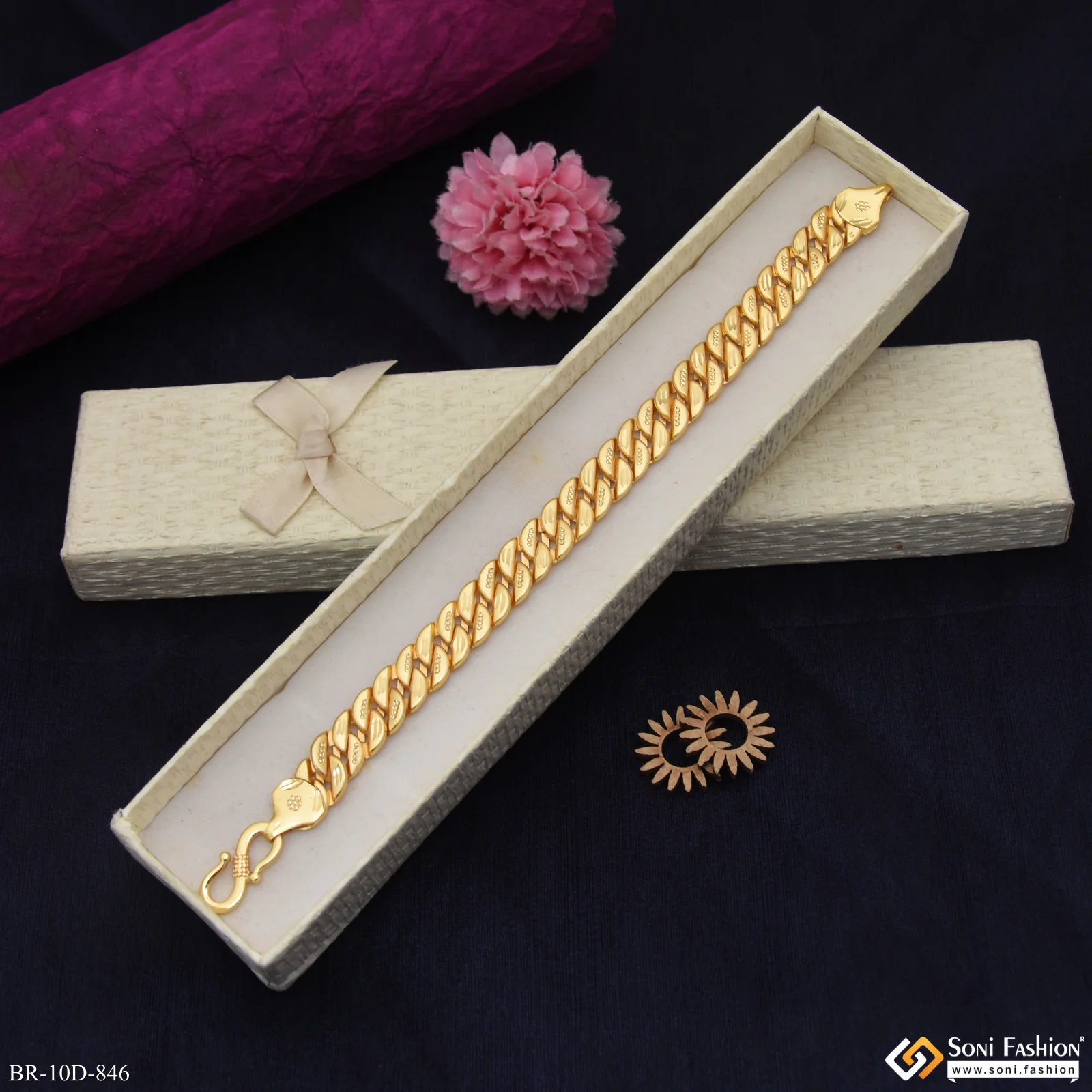 Fabulous Design Gold Plated Pokal Bracelet for Men - Style D846 - Image 5