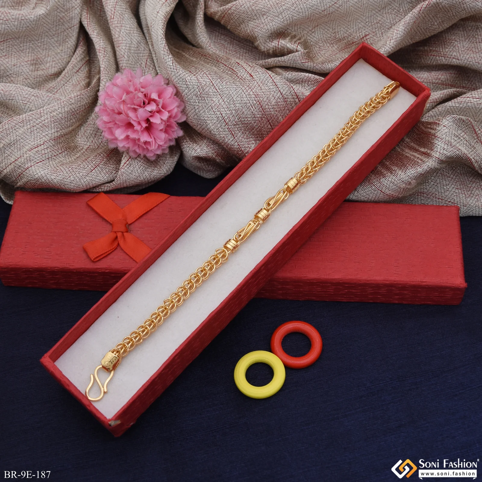 Fabulous Design Gold Plated Rajwadi Bracelet for Men - Style E187 - Image 2