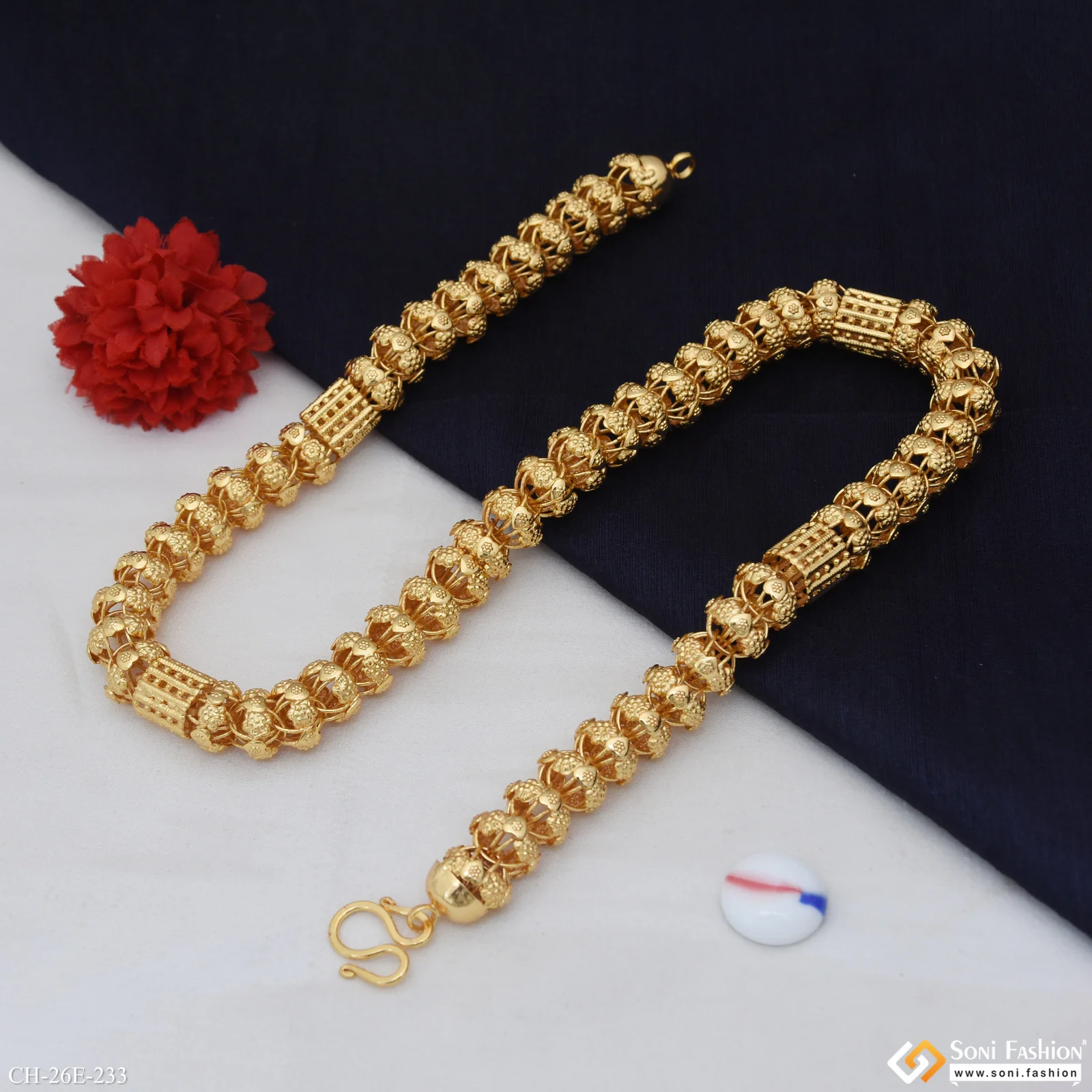 Fabulous Design Gold Plated Rajwadi Chain for Men - Style E233 - Image 6