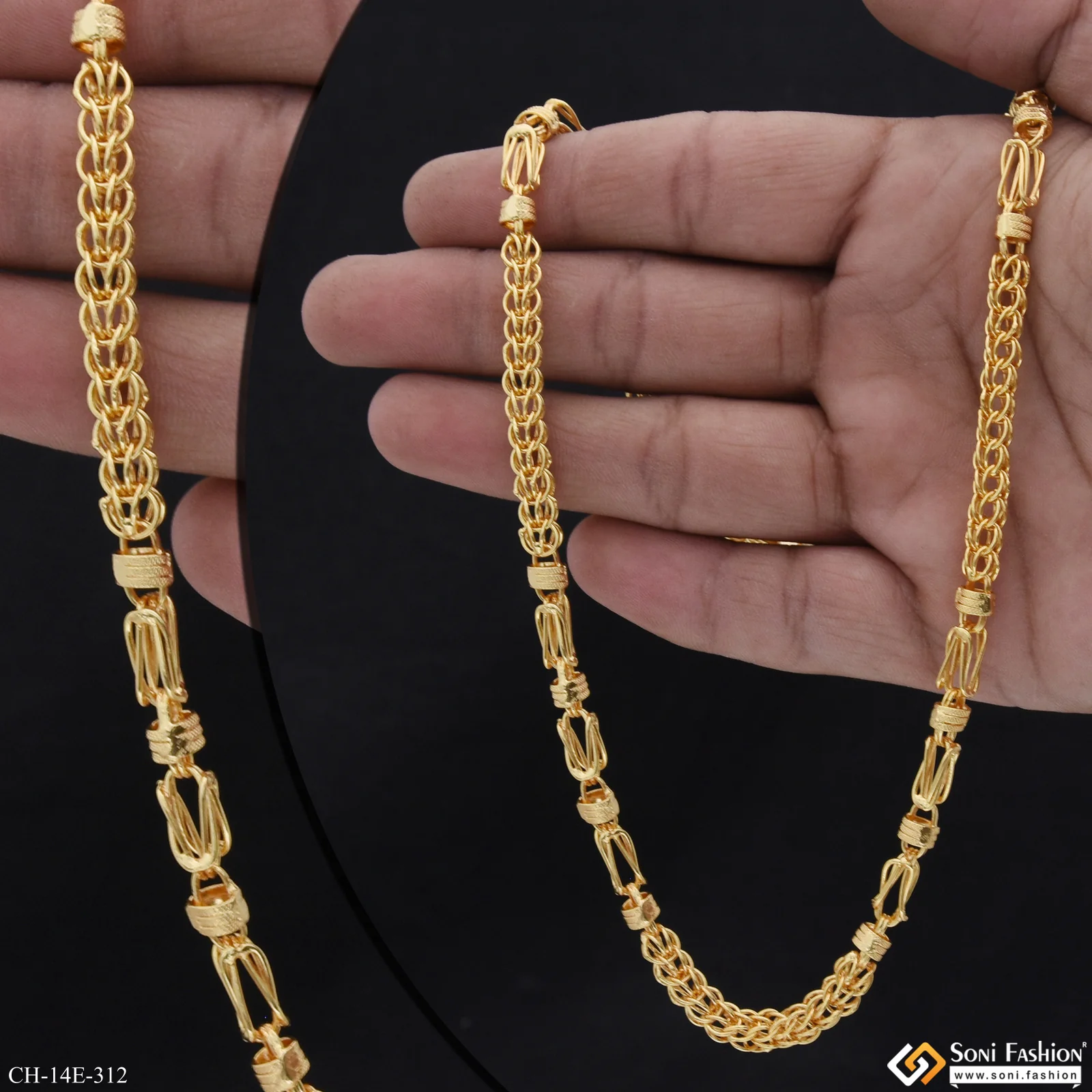 Fabulous Design Gold Plated Rajwadi Chain for Men - Style E312 - Image 2