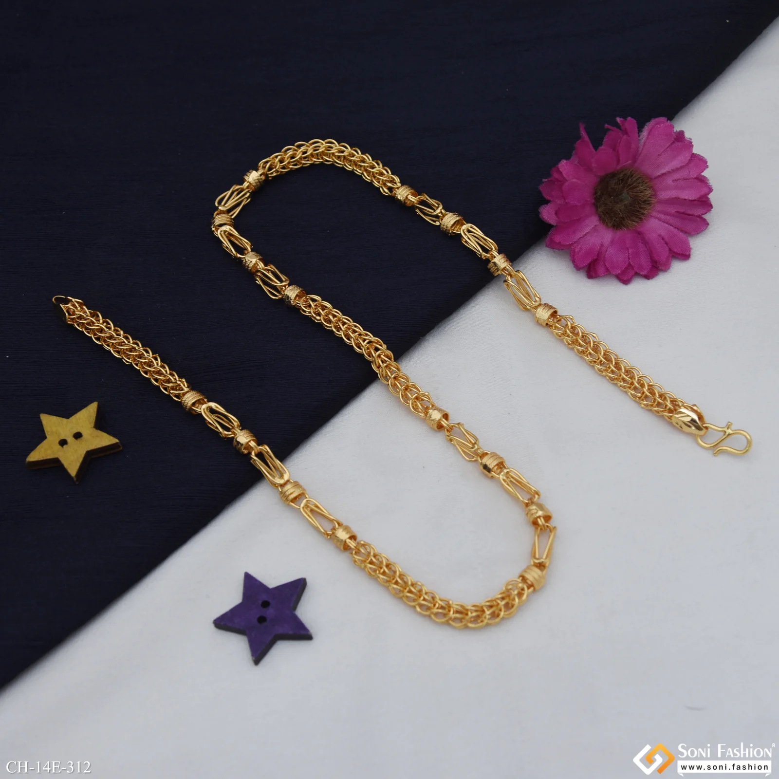Fabulous Design Gold Plated Rajwadi Chain for Men - Style E312 - Image 4