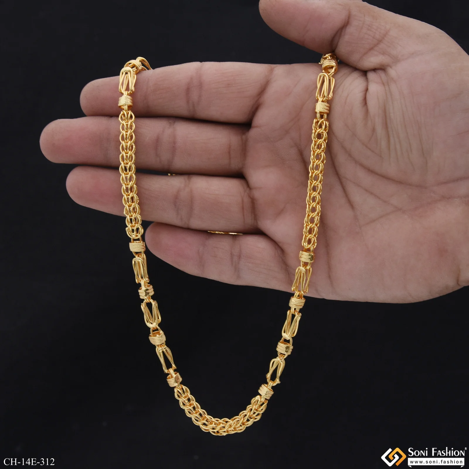 Fabulous Design Gold Plated Rajwadi Chain for Men - Style E312 - Image 5