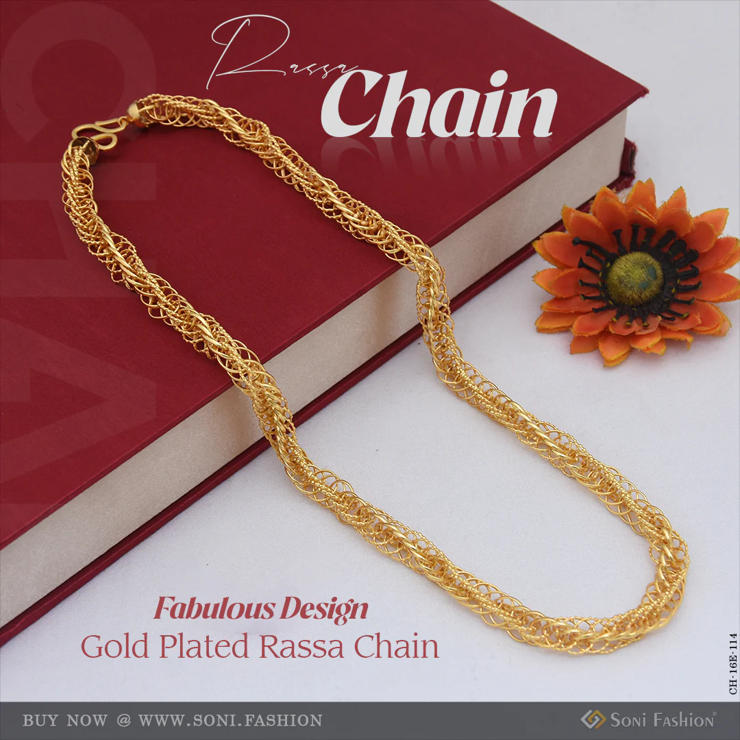 Fabulous Design Gold Plated Rassa Chain for Men - Style E114
