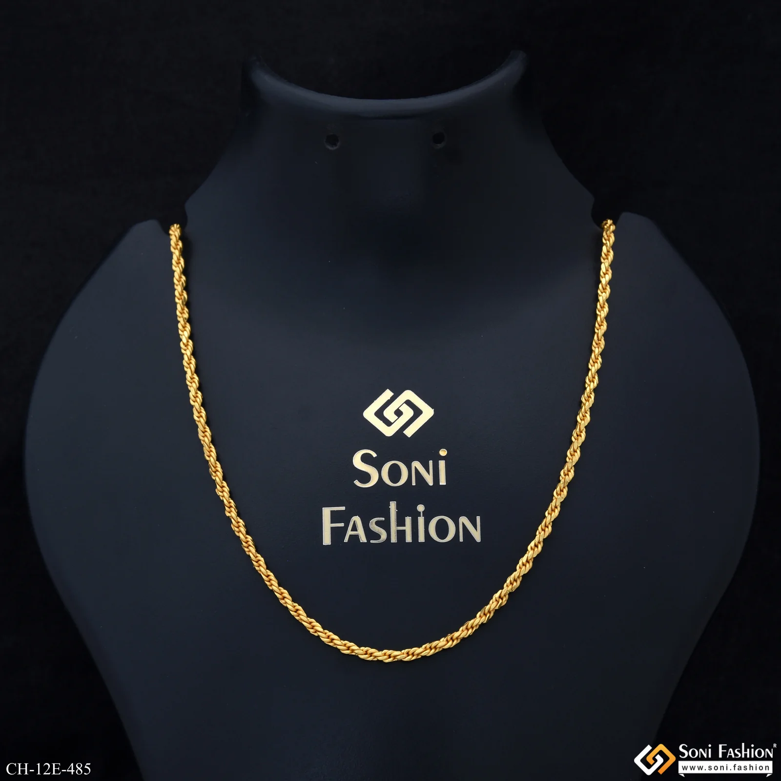 Fabulous Design Gold Plated Rope Chain for Men - Style E485
