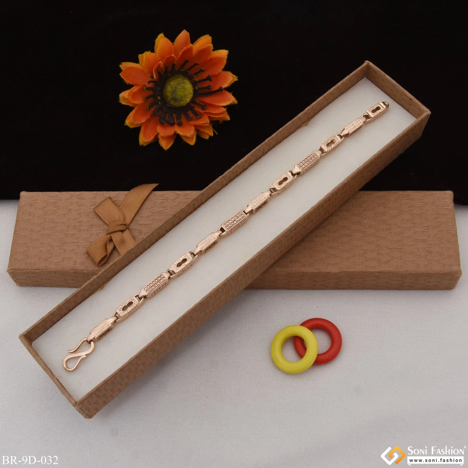 Fabulous Design Gorgeous Design Rose Gold Color Bracelet for Men - Style D032 - Image 2