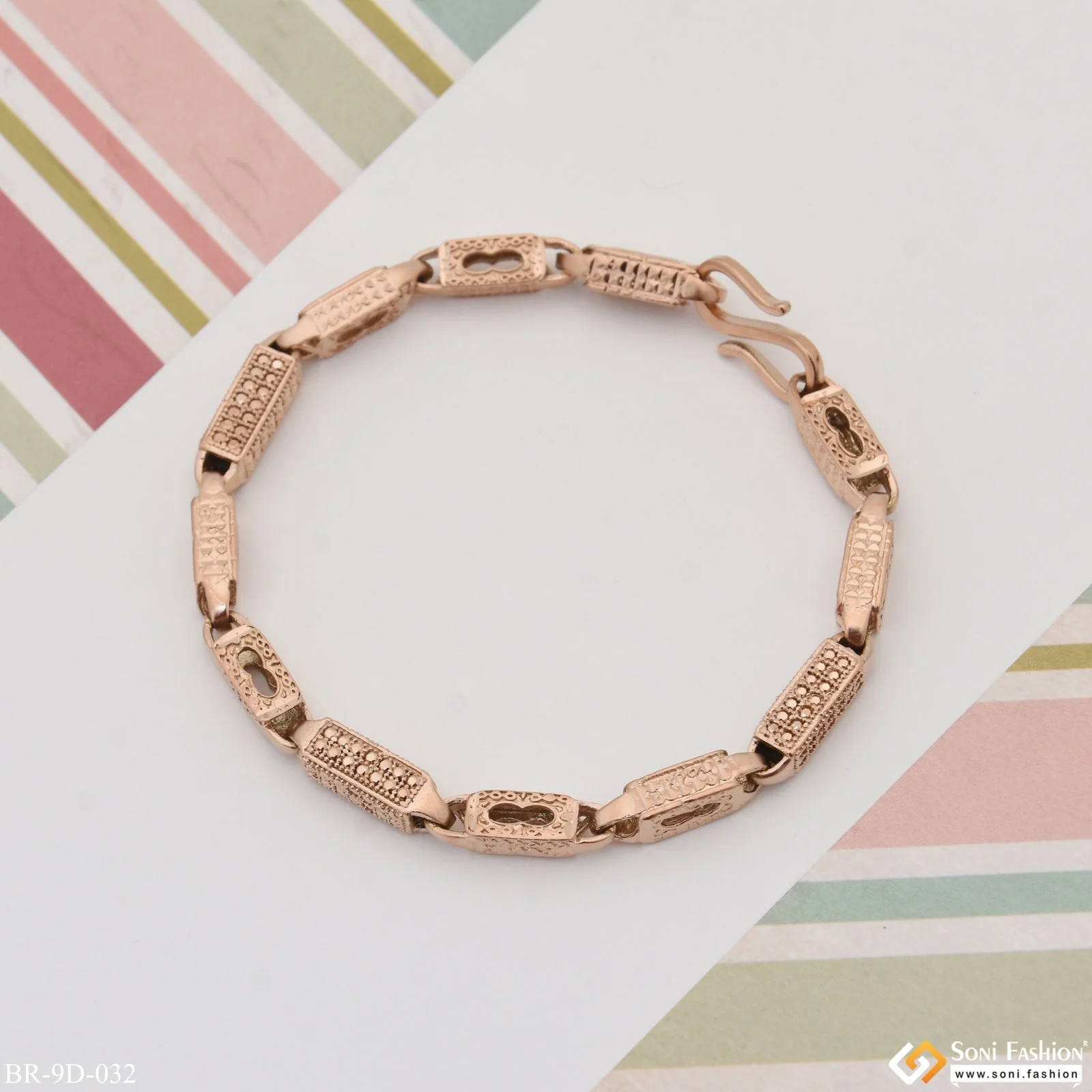 Fabulous Design Gorgeous Design Rose Gold Color Bracelet for Men - Style D032 - Image 3
