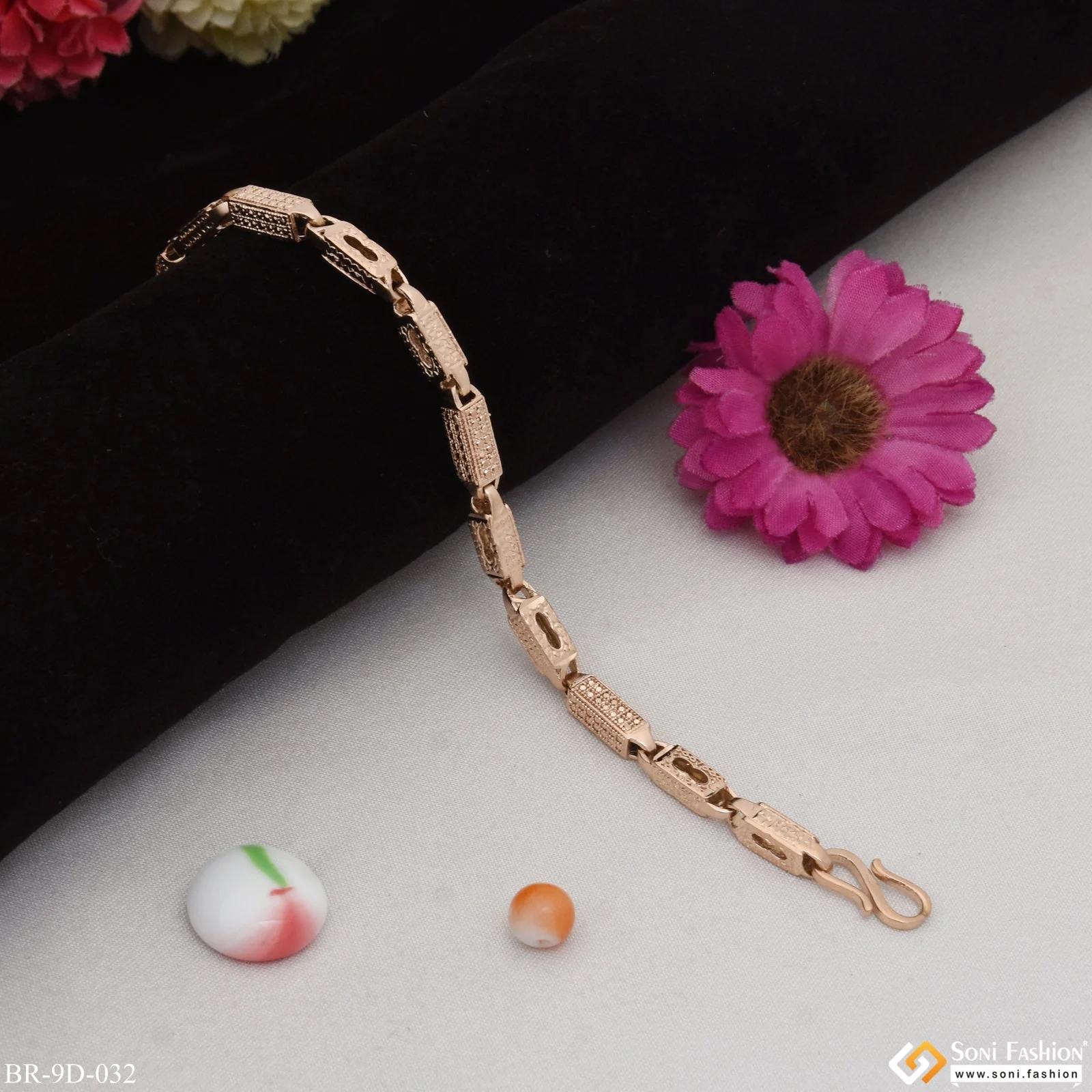 Fabulous Design Gorgeous Design Rose Gold Color Bracelet for Men - Style D032 - Image 4