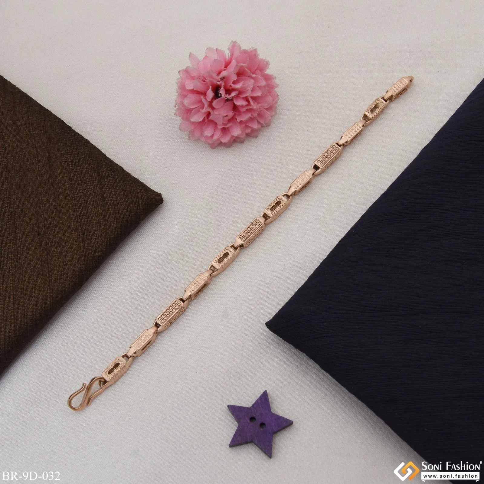 Fabulous Design Gorgeous Design Rose Gold Color Bracelet for Men - Style D032 - Image 5