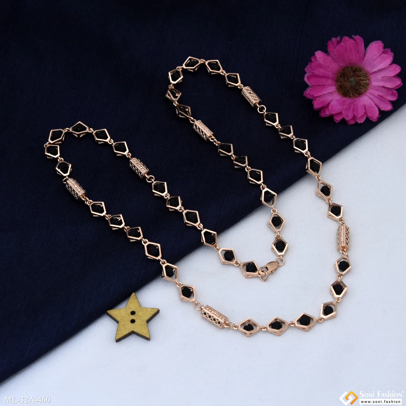 Fabulous Design Rose Gold Color 18K Rudraksha Mala for Men - Style A460 - Image 6