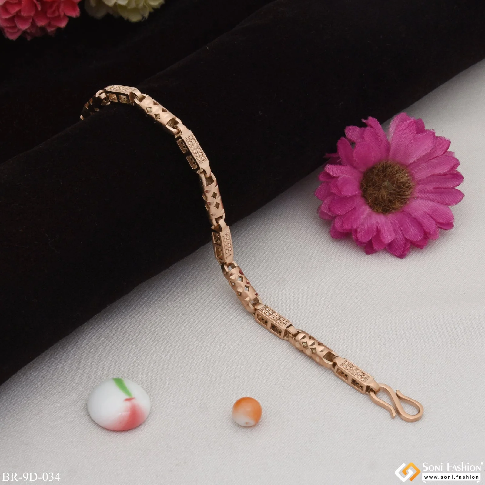 Fancy Design Artisanal Design Rose Gold Color Bracelet for Men - Style D034 - Image 4