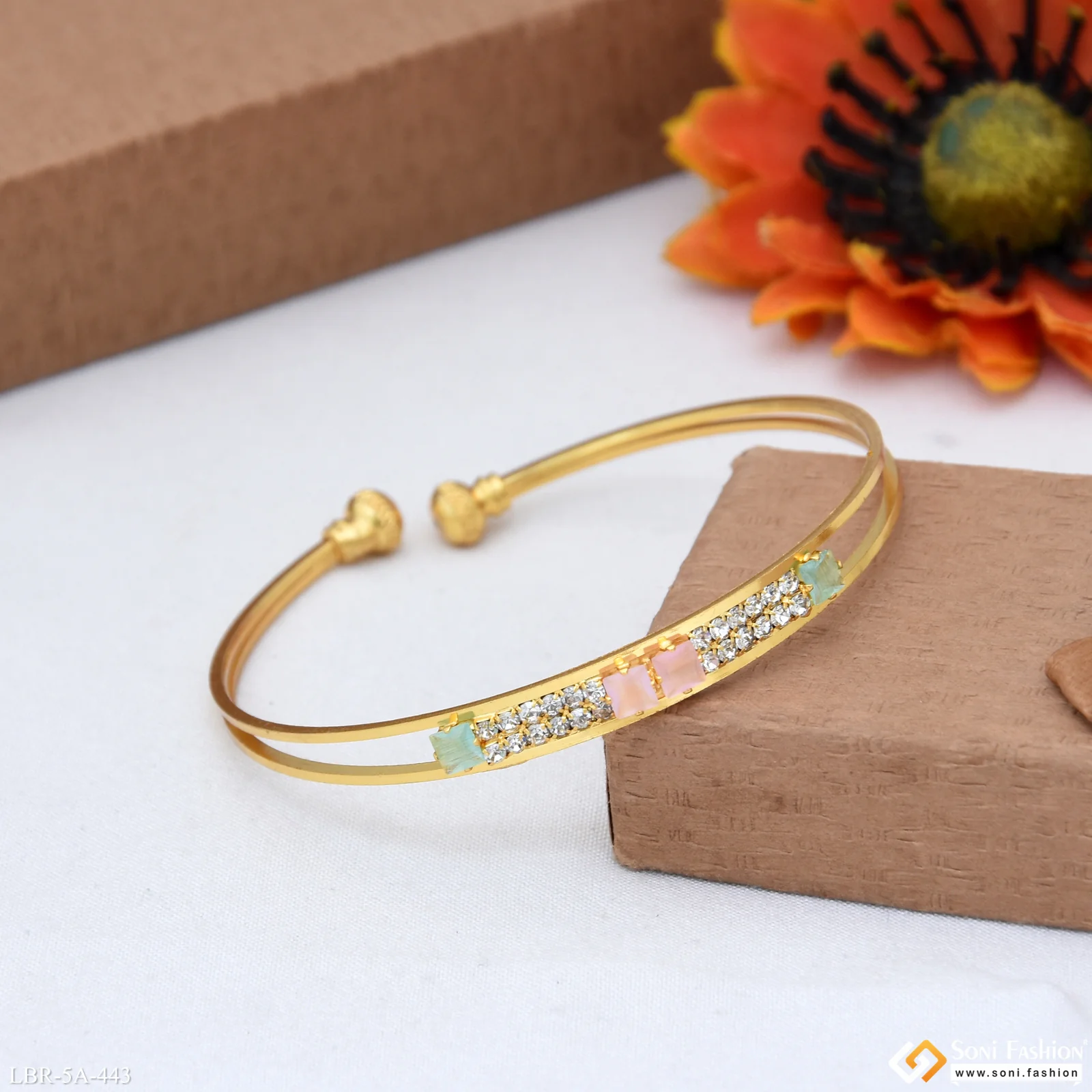 Fancy Design Gold Plated Bracelet for Women - Style A443 - Image 4