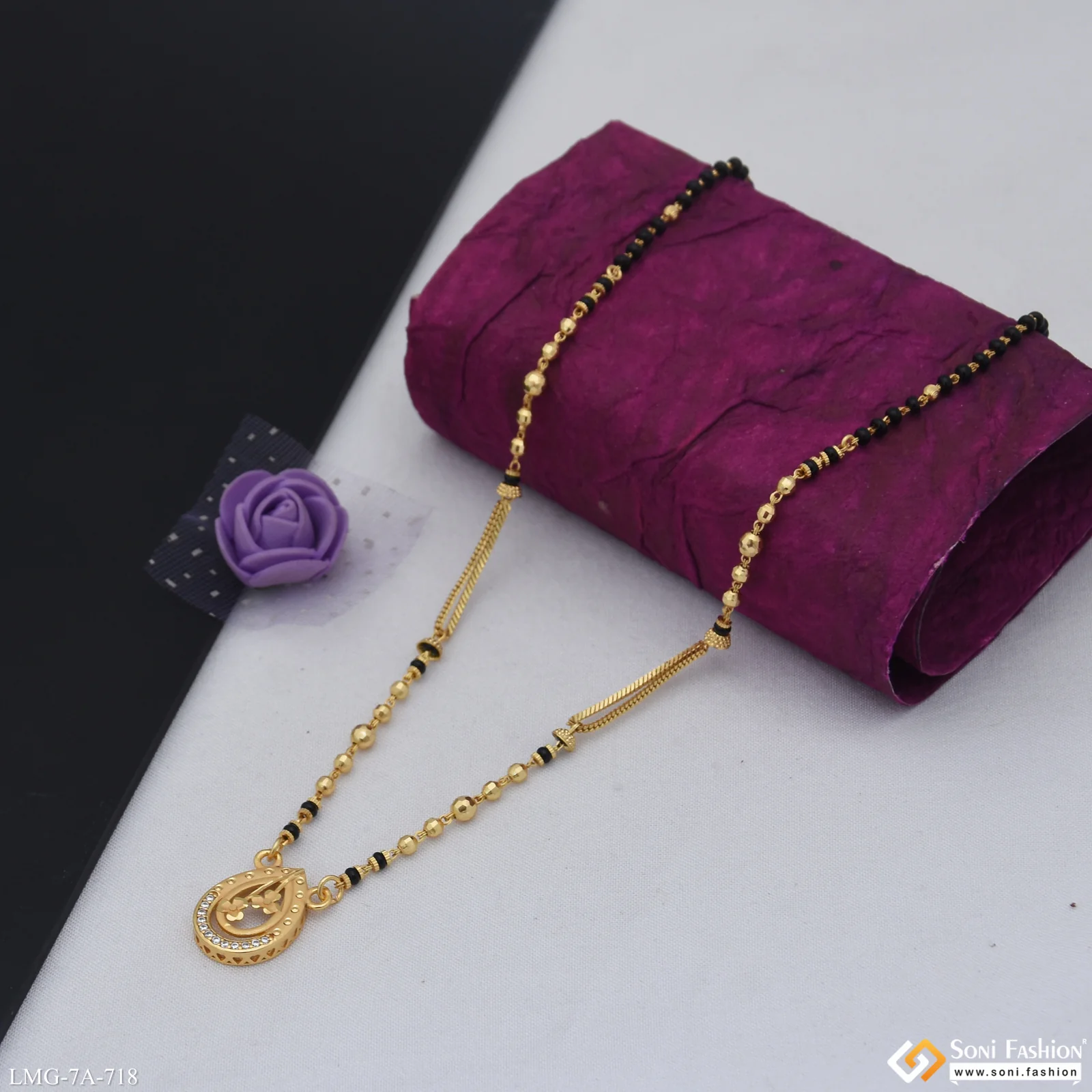 Fancy Design Gold Plated Mangalsutra for Women - Style A718 - Image 5