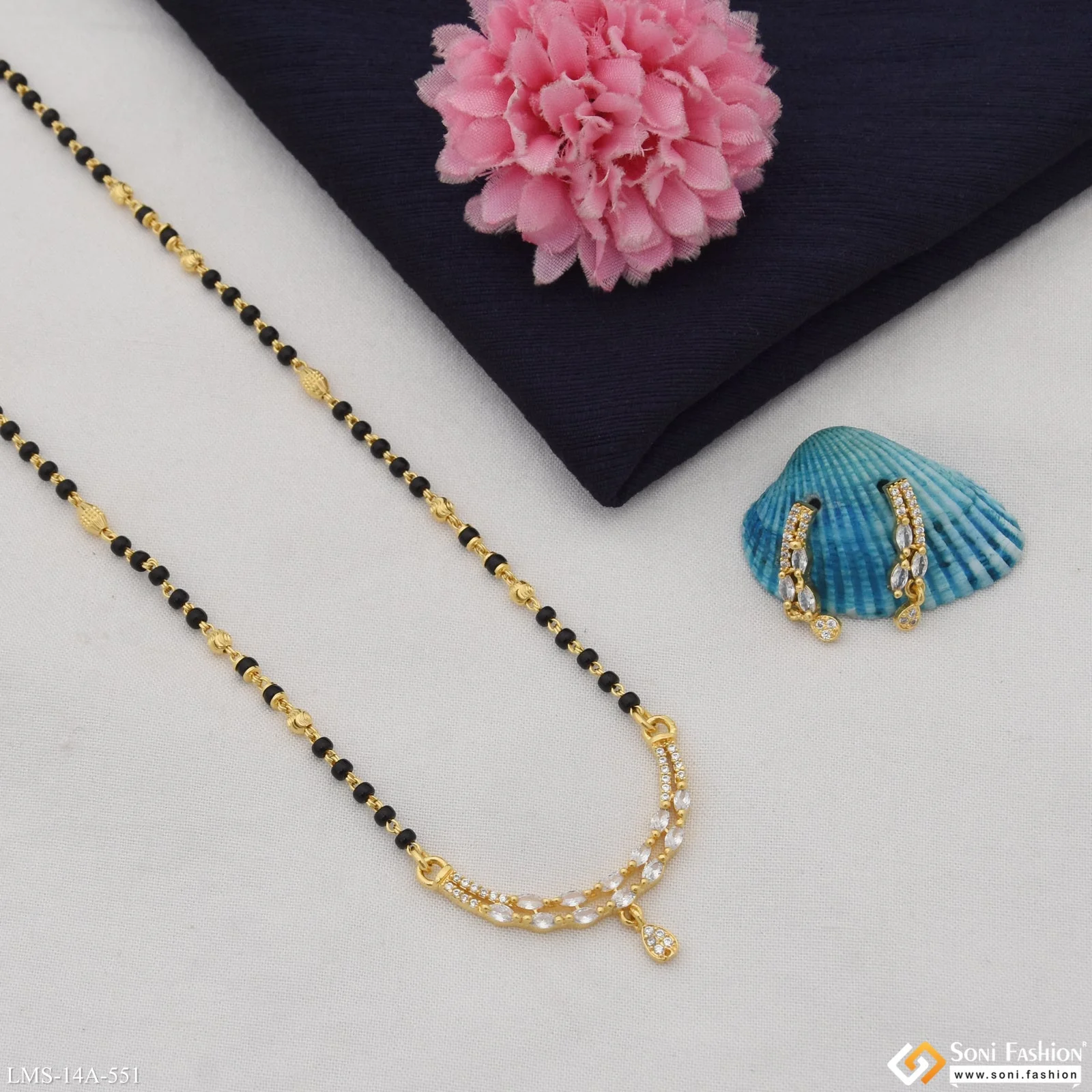 Fancy Design Gold Plated Mangalsutra Set for Women - Style A551 - Image 5