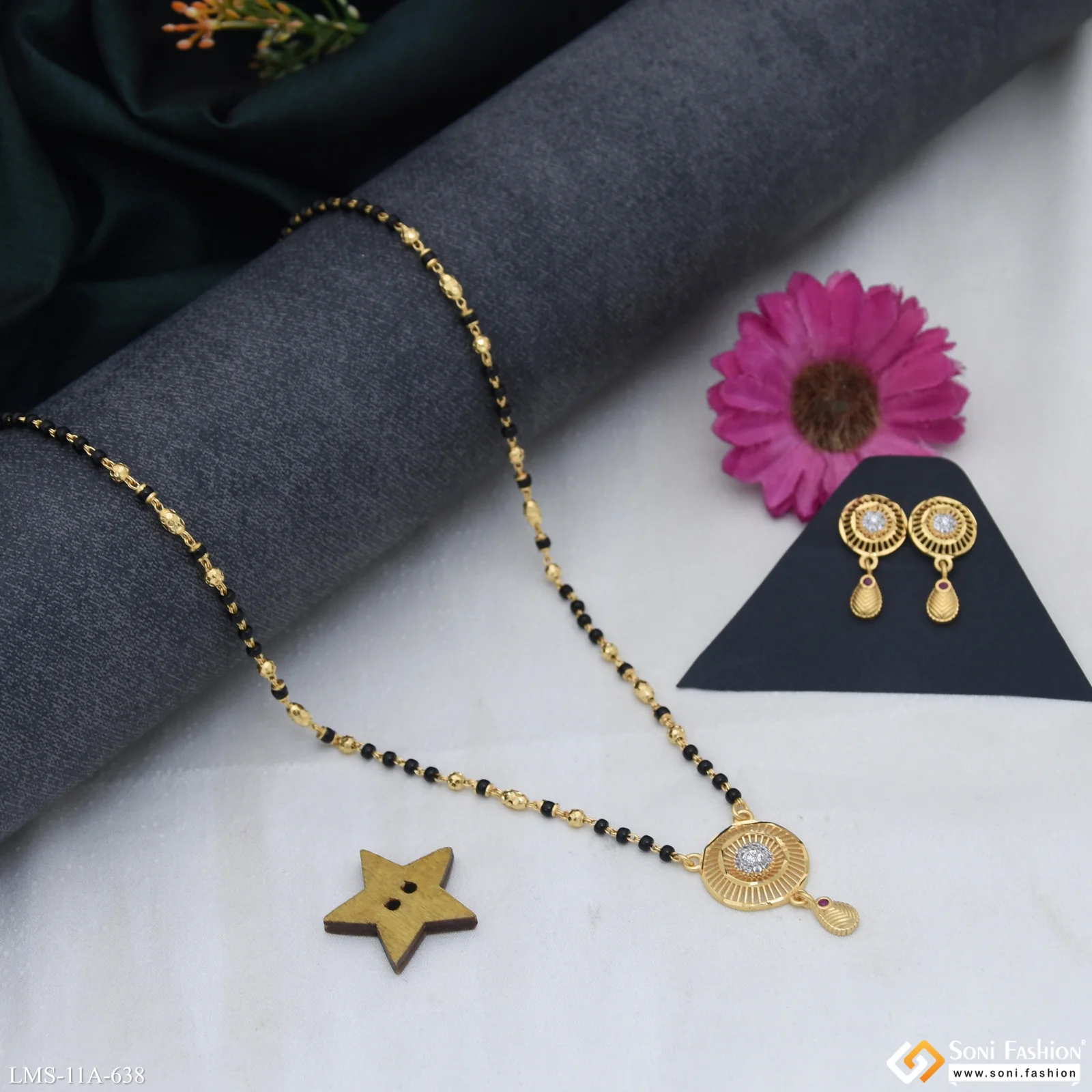 Fancy Design Gold Plated Mangalsutra Set for Women - Style A638 - Image 4