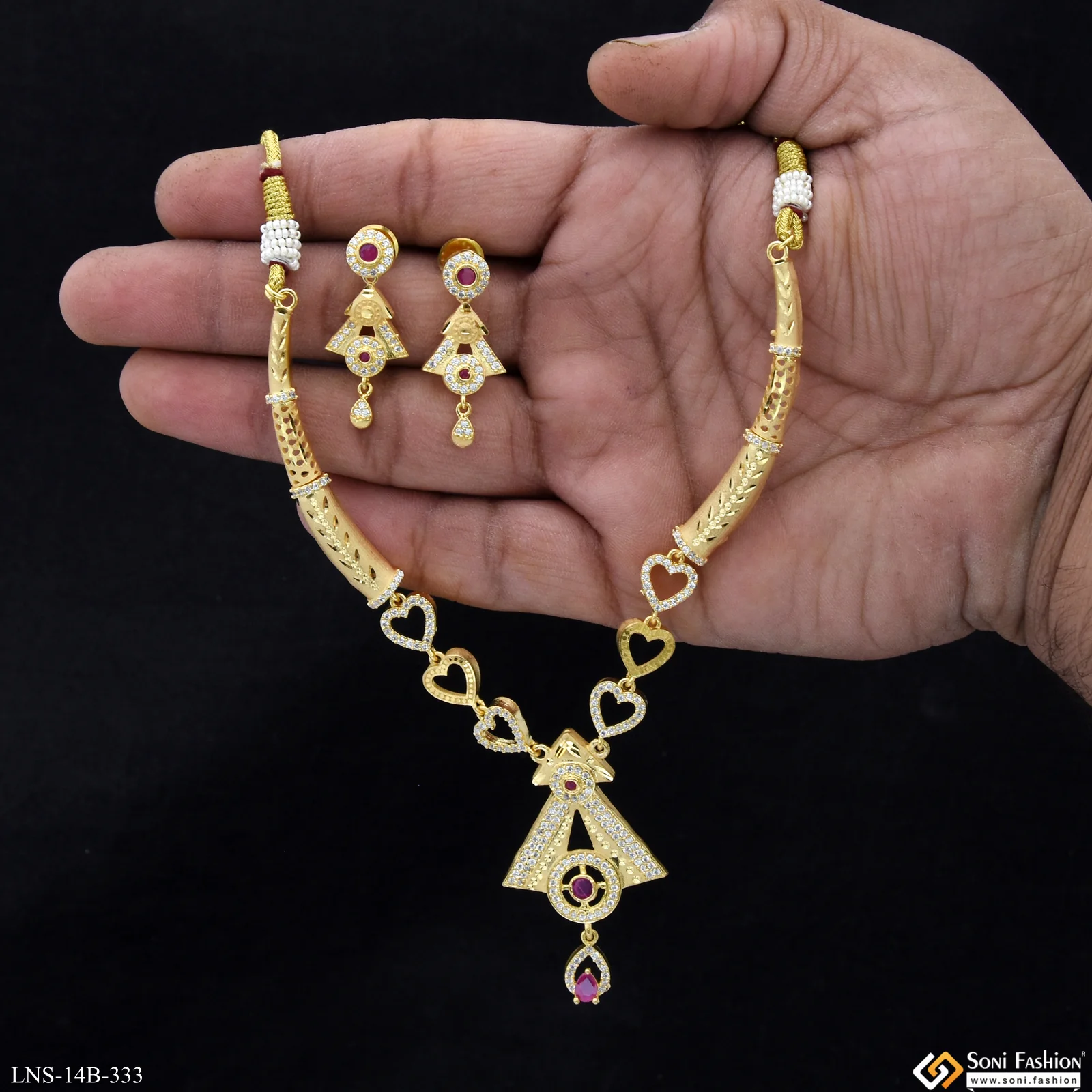 Fancy Design Gold Plated Necklace Set for Women - Style B333 - Image 2