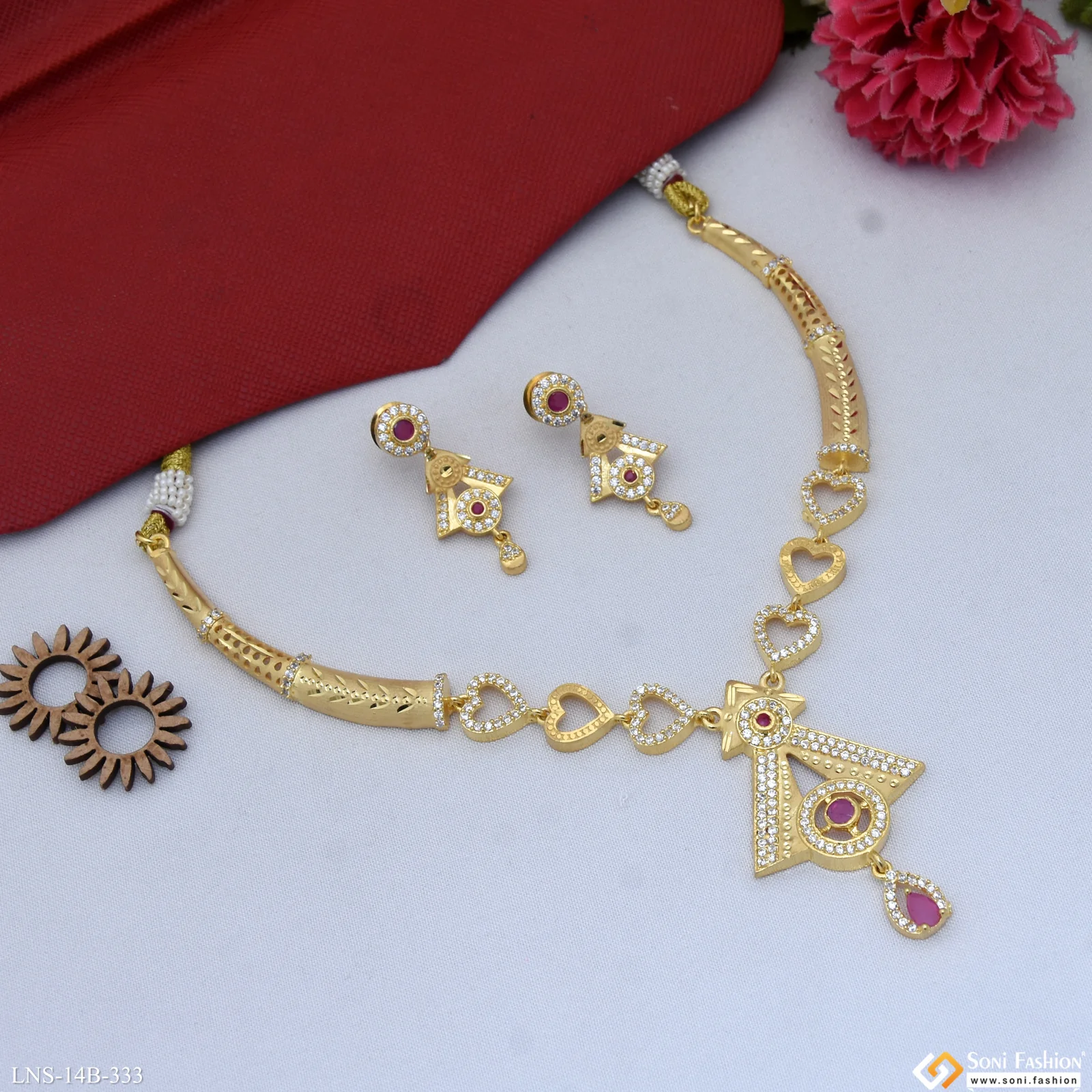 Fancy Design Gold Plated Necklace Set for Women - Style B333 - Image 4