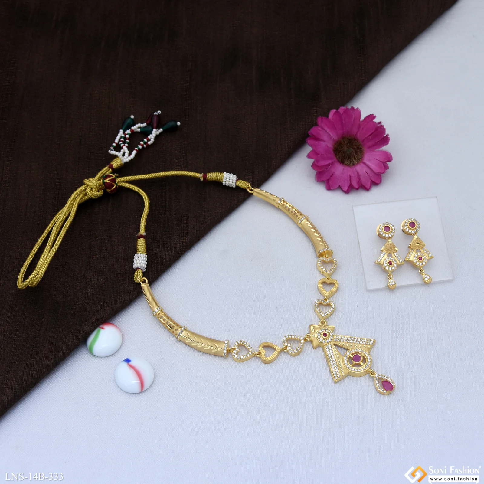 Fancy Design Gold Plated Necklace Set for Women - Style B333 - Image 5