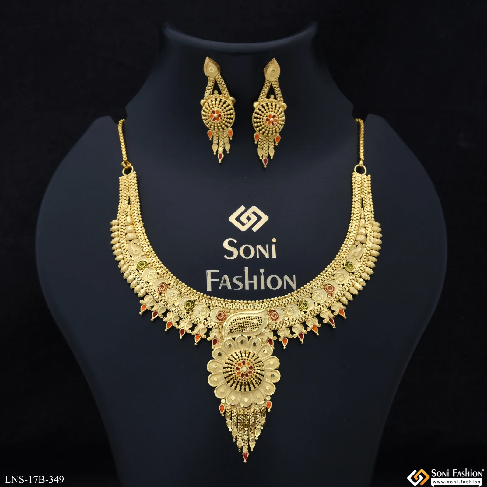 Fancy Design Gold Plated Necklace Set for Women - Style B349