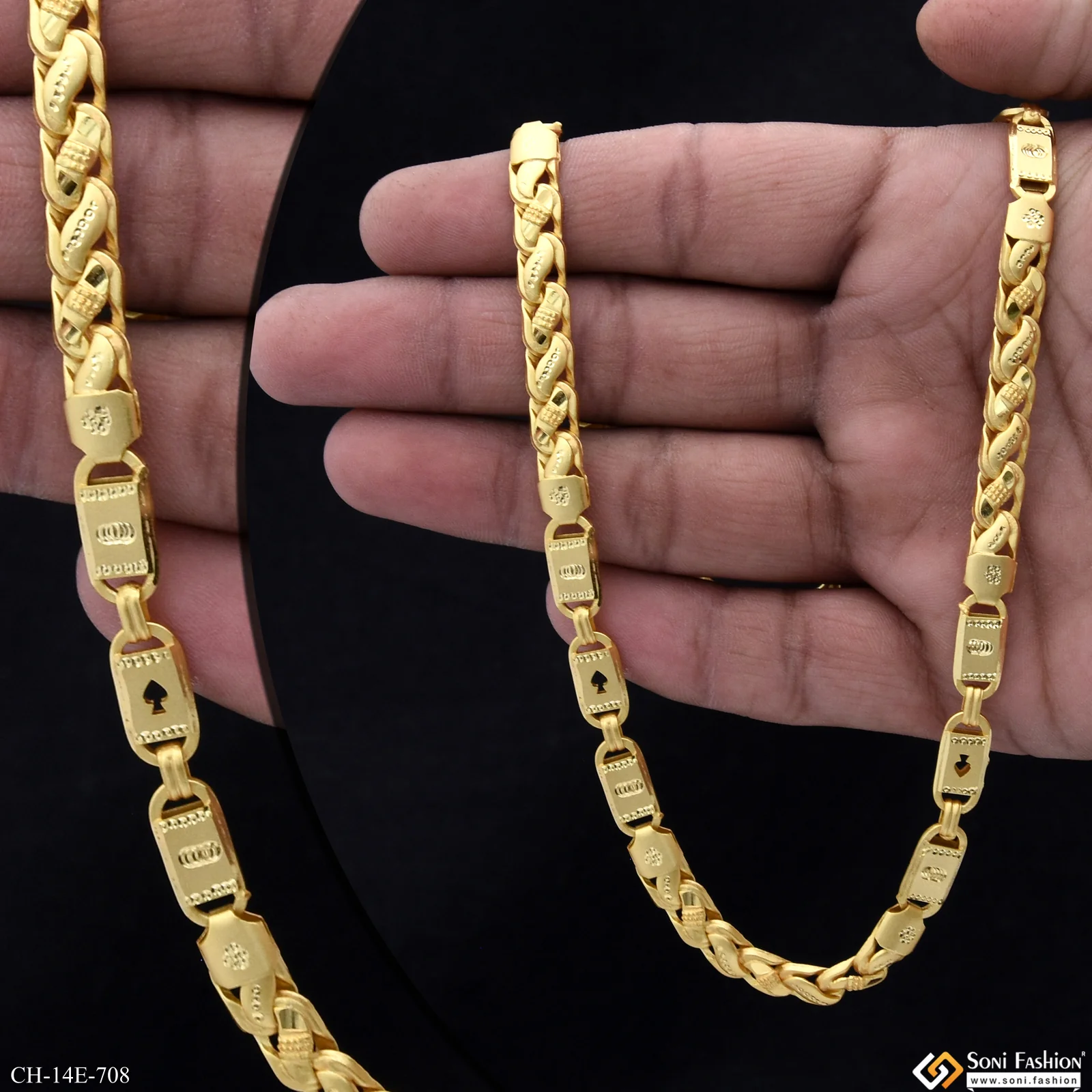 Fancy Design Gold Plated Pokal Nawabi Chain for Men - Style E708 - Image 2