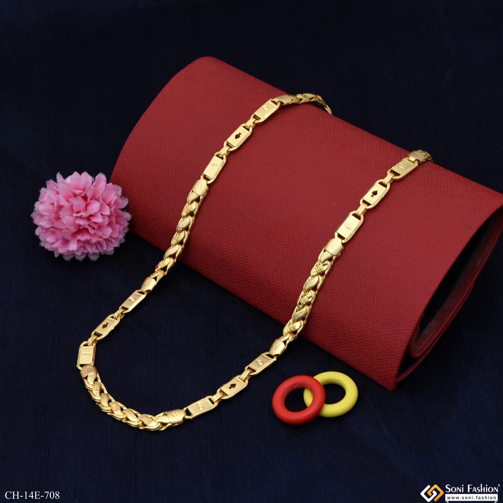 Fancy Design Gold Plated Pokal Nawabi Chain for Men - Style E708 - Image 3