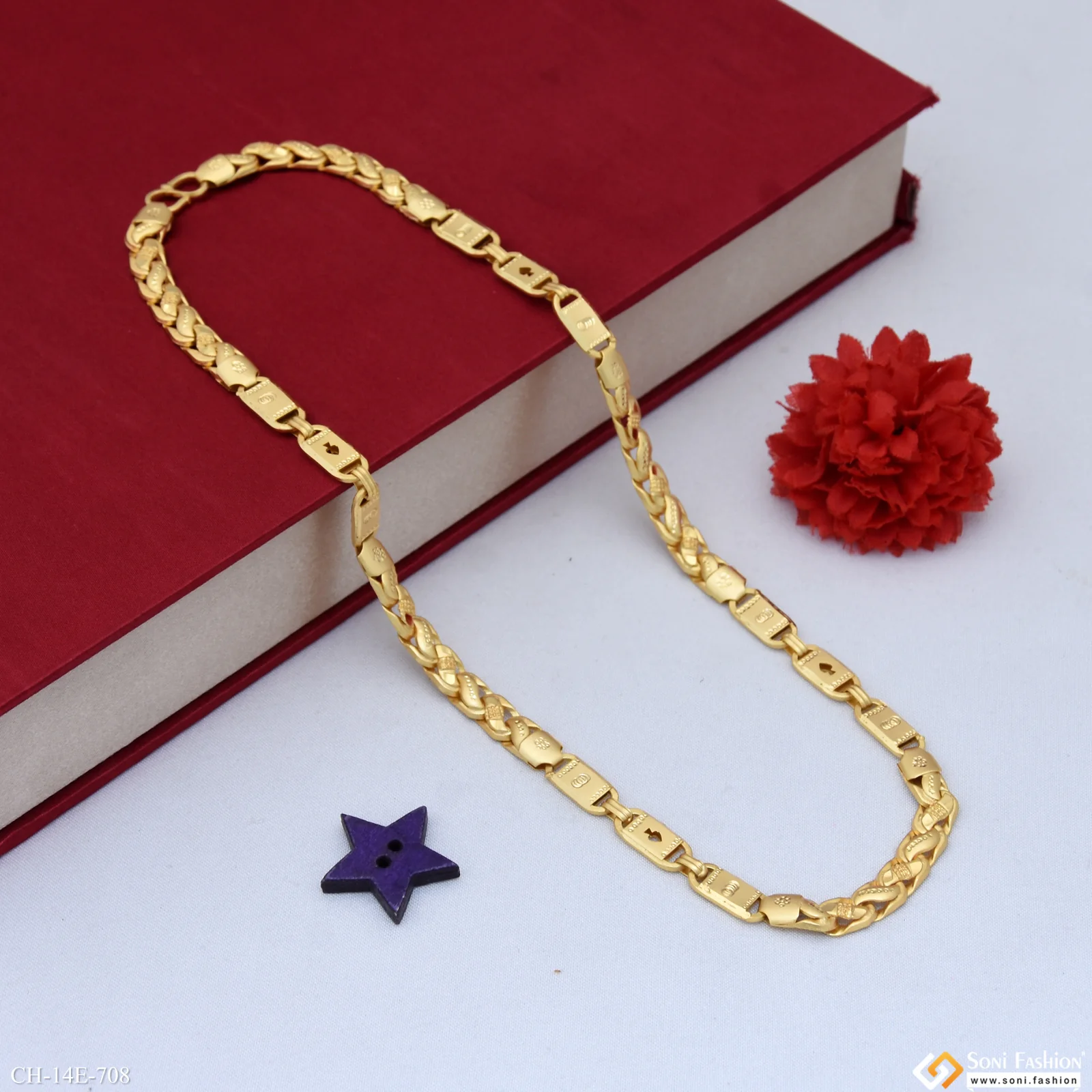Fancy Design Gold Plated Pokal Nawabi Chain for Men - Style E708 - Image 4