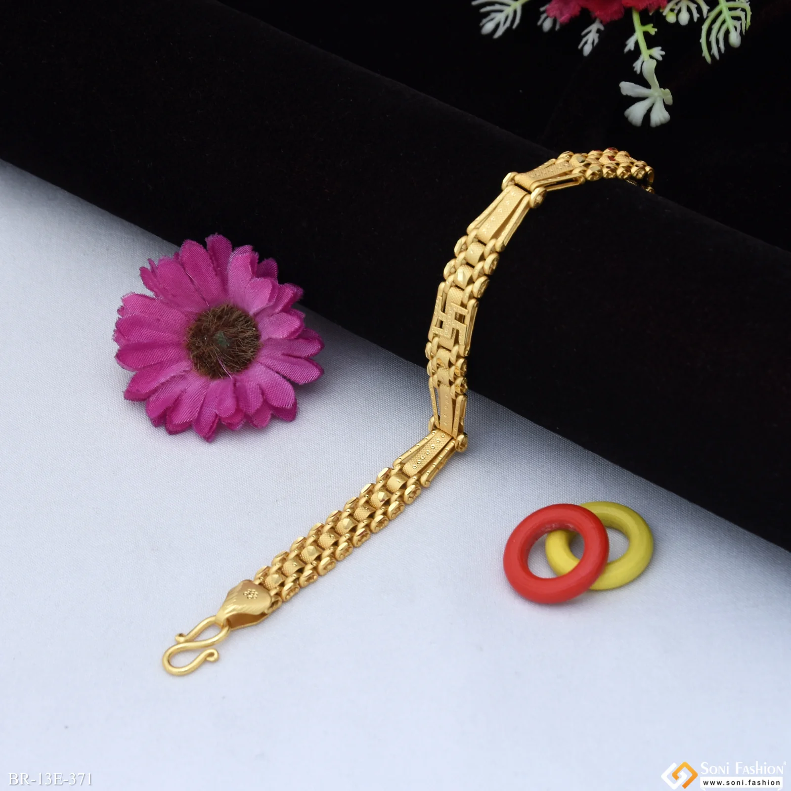Swstik Design High-Quality Gold Plated Box Bracelet for Men - Style E371 - Image 2