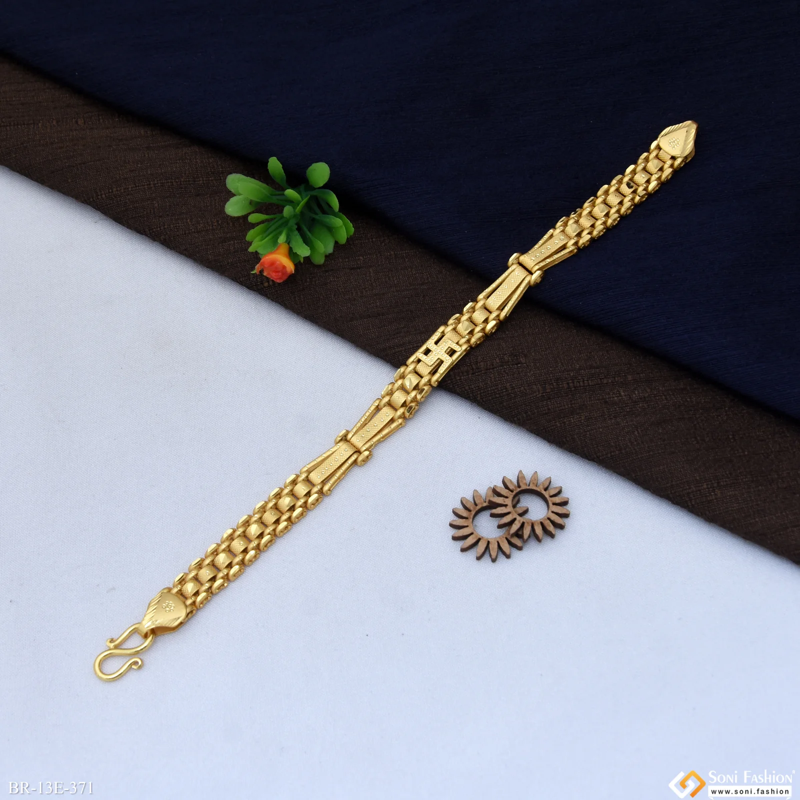 Swstik Design High-Quality Gold Plated Box Bracelet for Men - Style E371 - Image 5