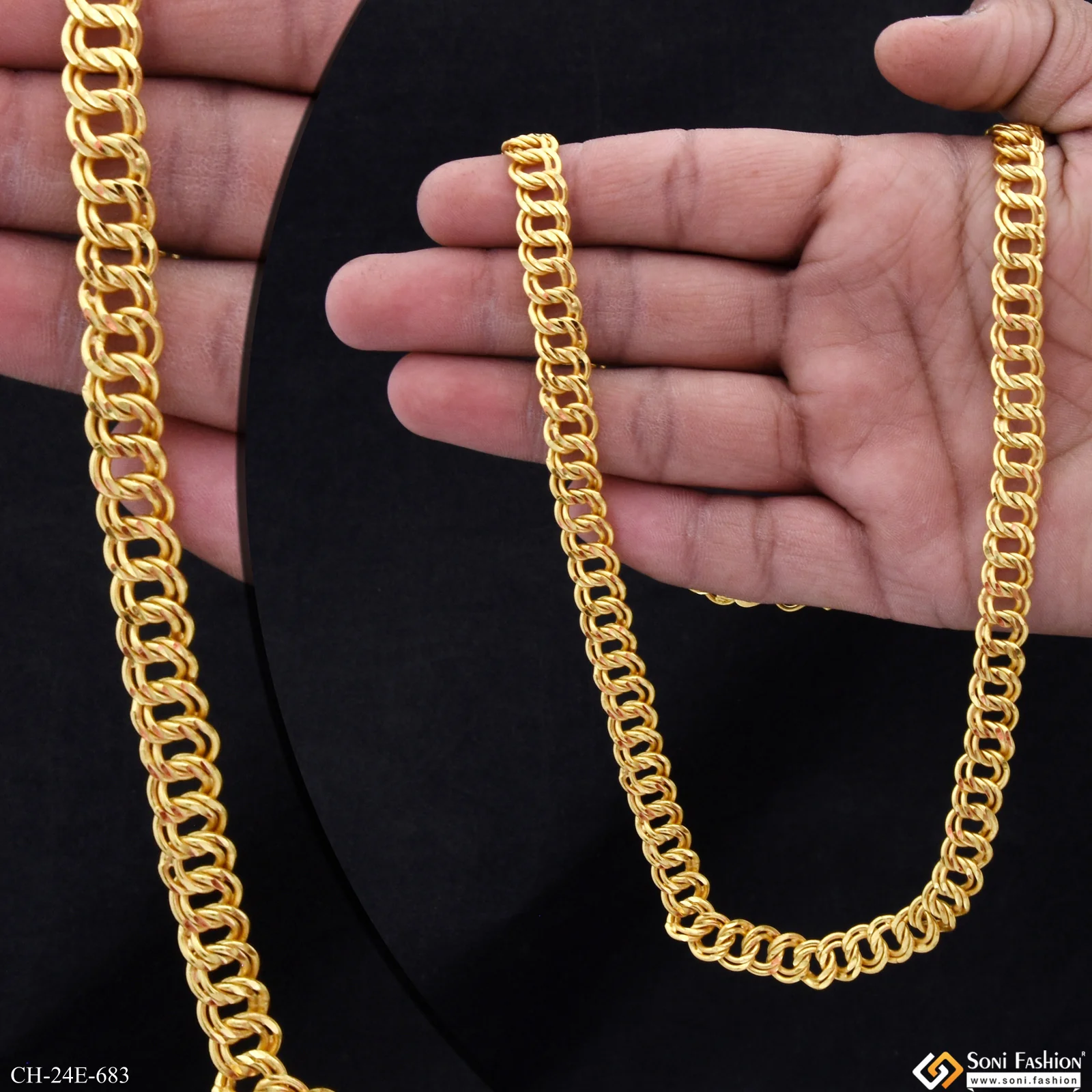 Fancy Design High-Quality Gold Plated Link Chain for Men - Style E683 - Image 2