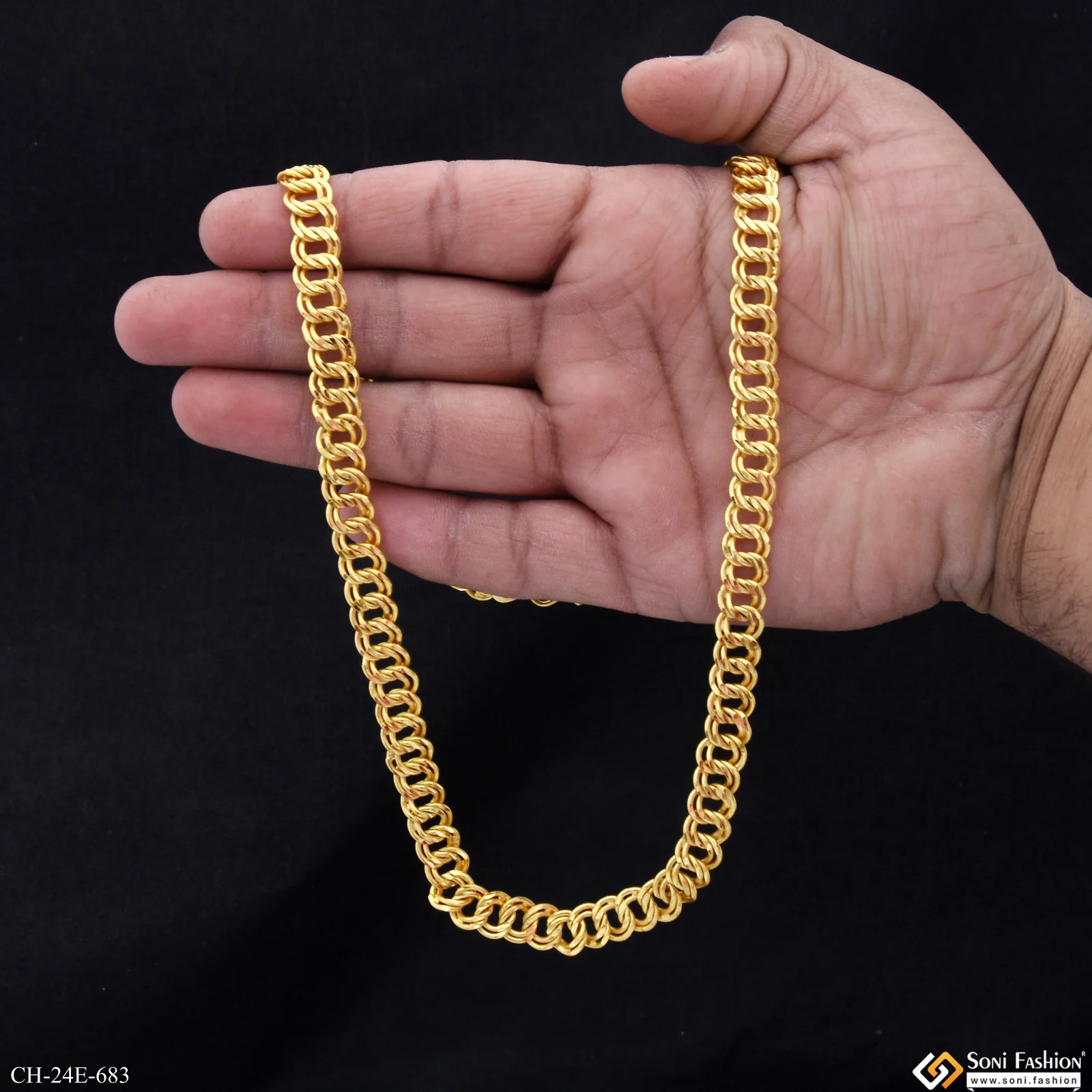Fancy Design High-Quality Gold Plated Link Chain for Men - Style E683 - Image 6