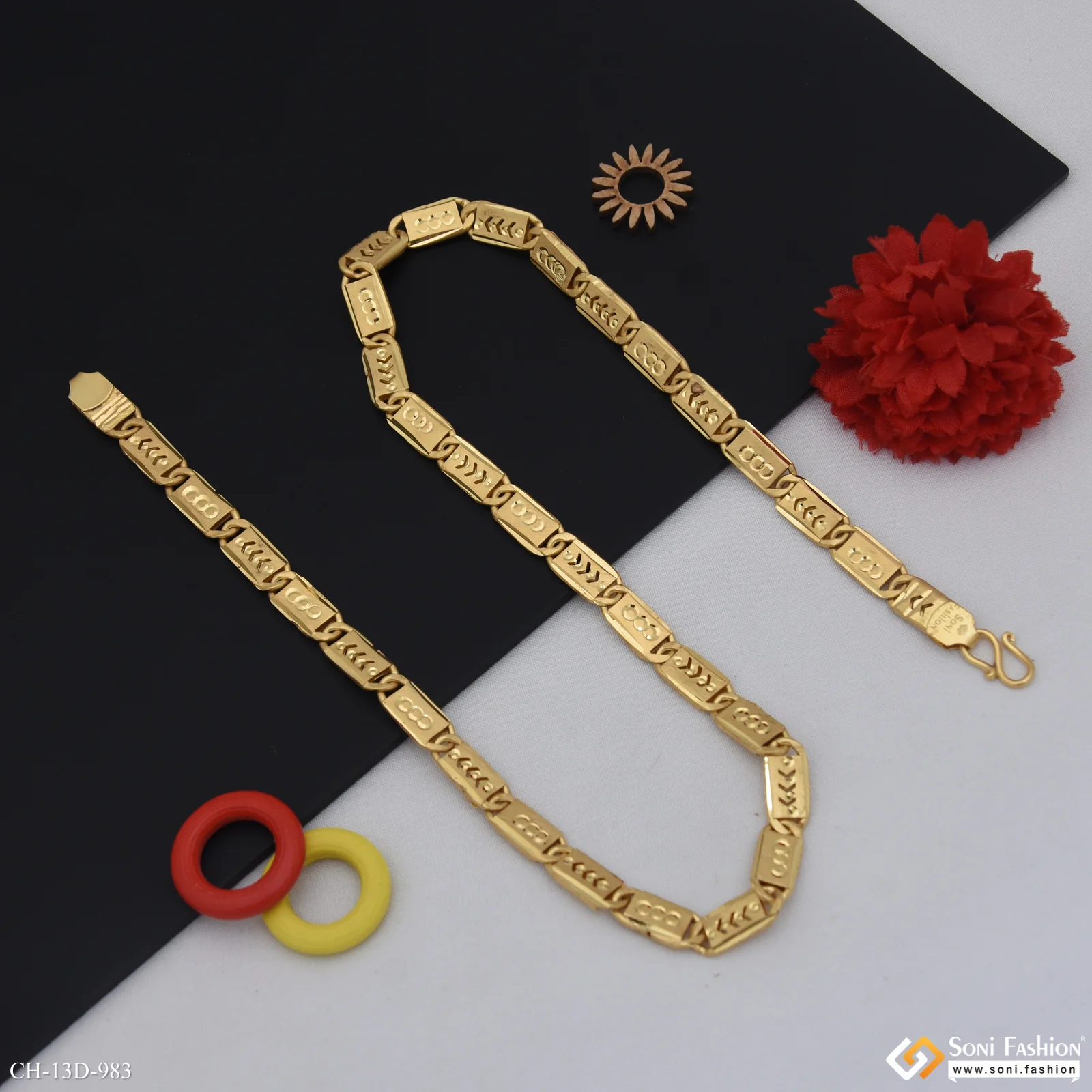 Fancy Design High-Quality Gold Plated Nawabi Chain for Men - Style D983 - Image 4