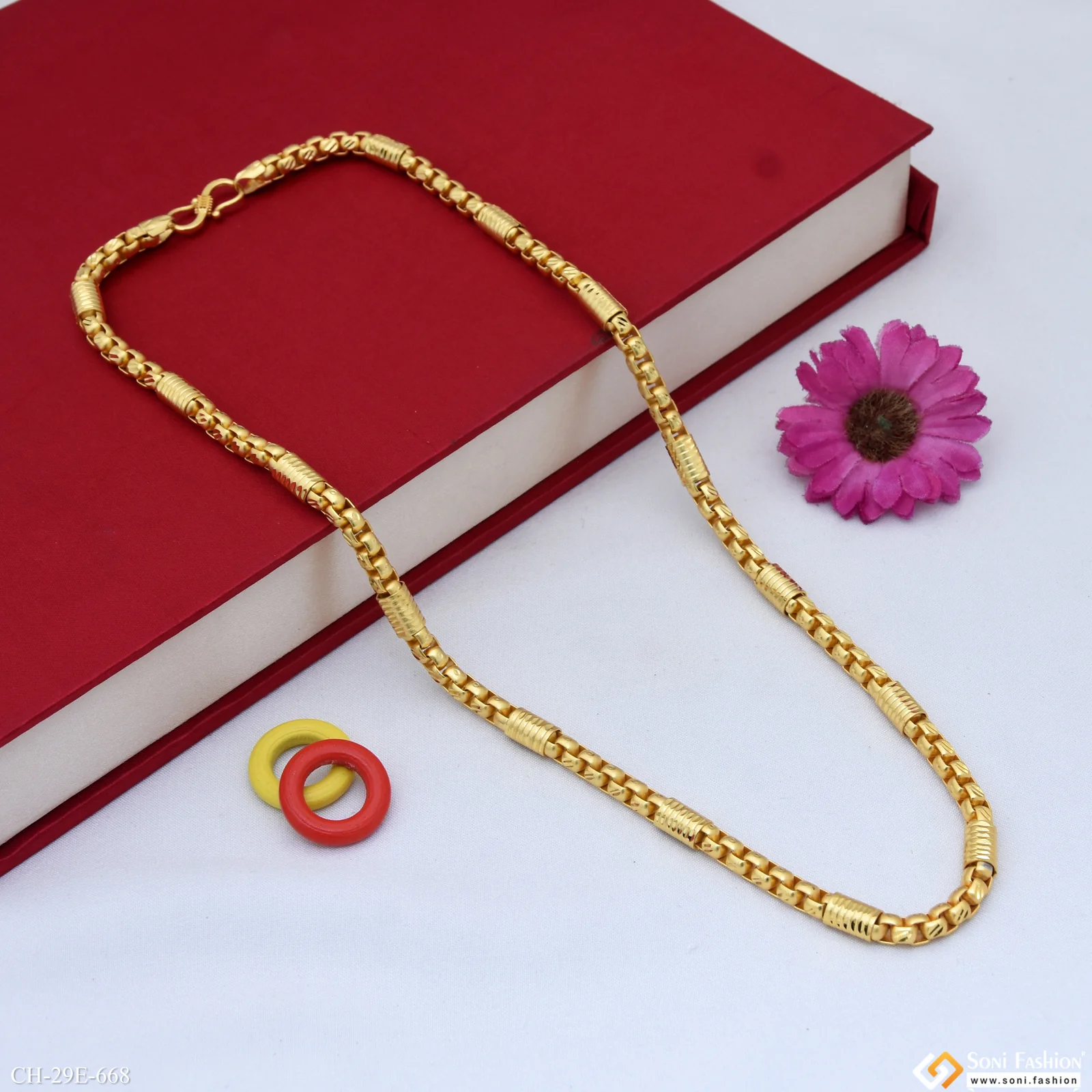 Awesome Design Gold Plated Box Link With Pipe Chain for Men - Style E668 - Image 3