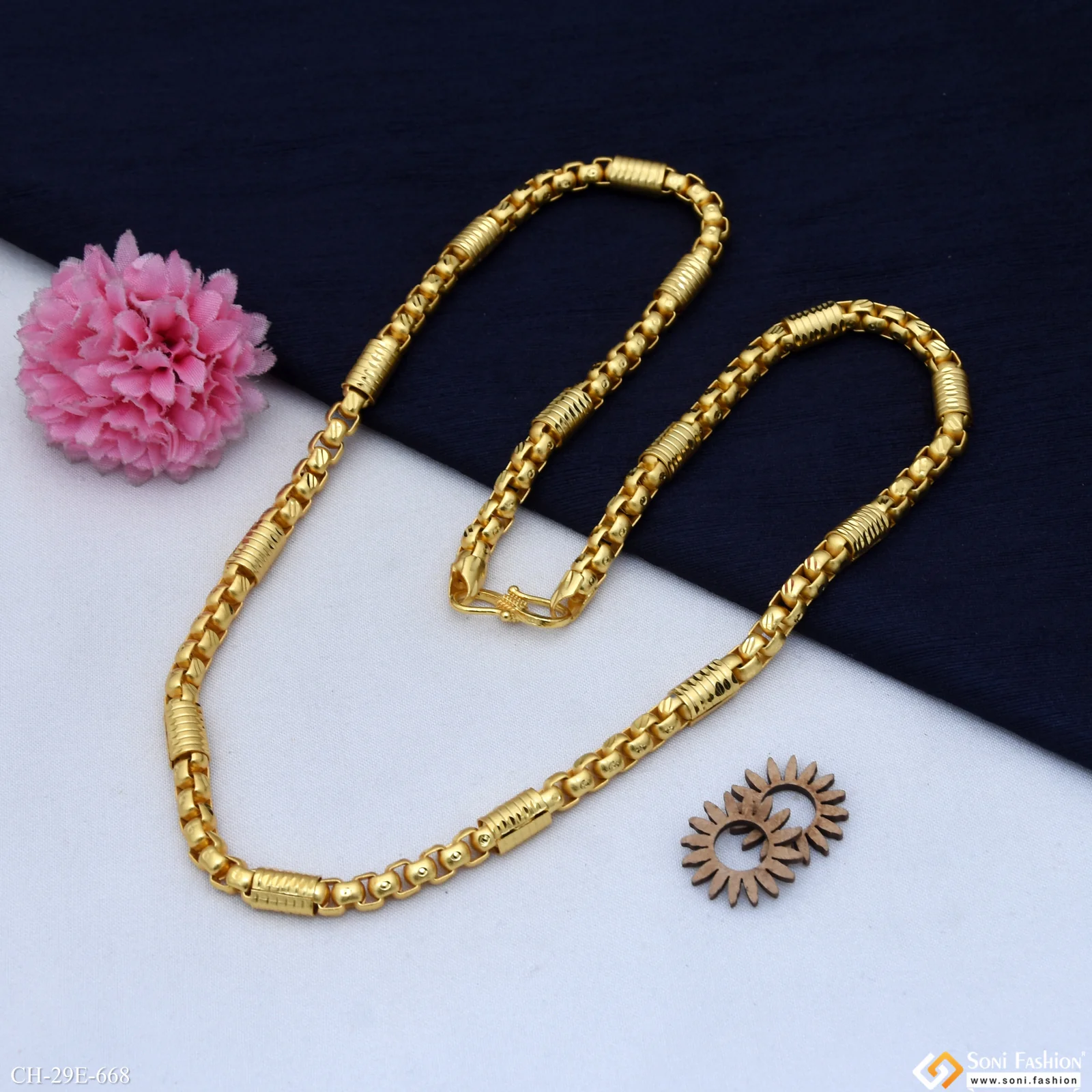 Awesome Design Gold Plated Box Link With Pipe Chain for Men - Style E668 - Image 4