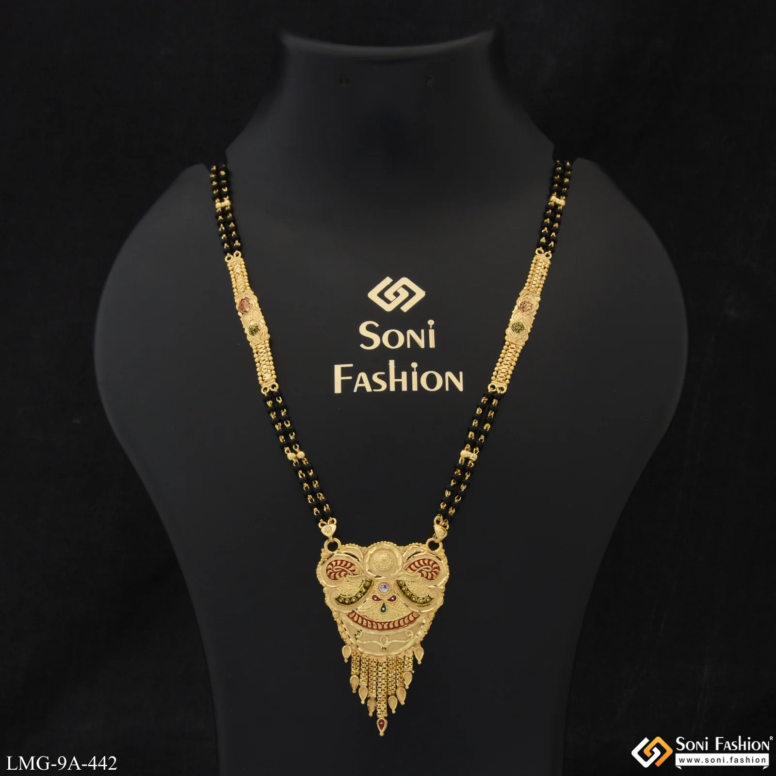 Fancy Design Sparkling Design Gold Plated Mangalsutra for Women - Style A442
