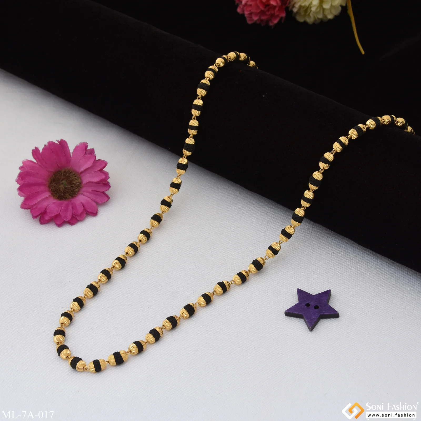 Rudraksha Mala with Big Rudraksha Pendant Gold Plated for Men - Style A017 - Image 6